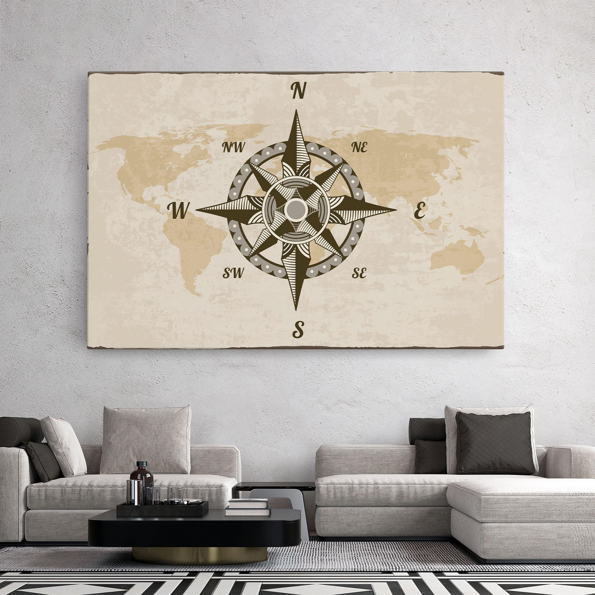 Vászonkép Nautical Compass mockup 2