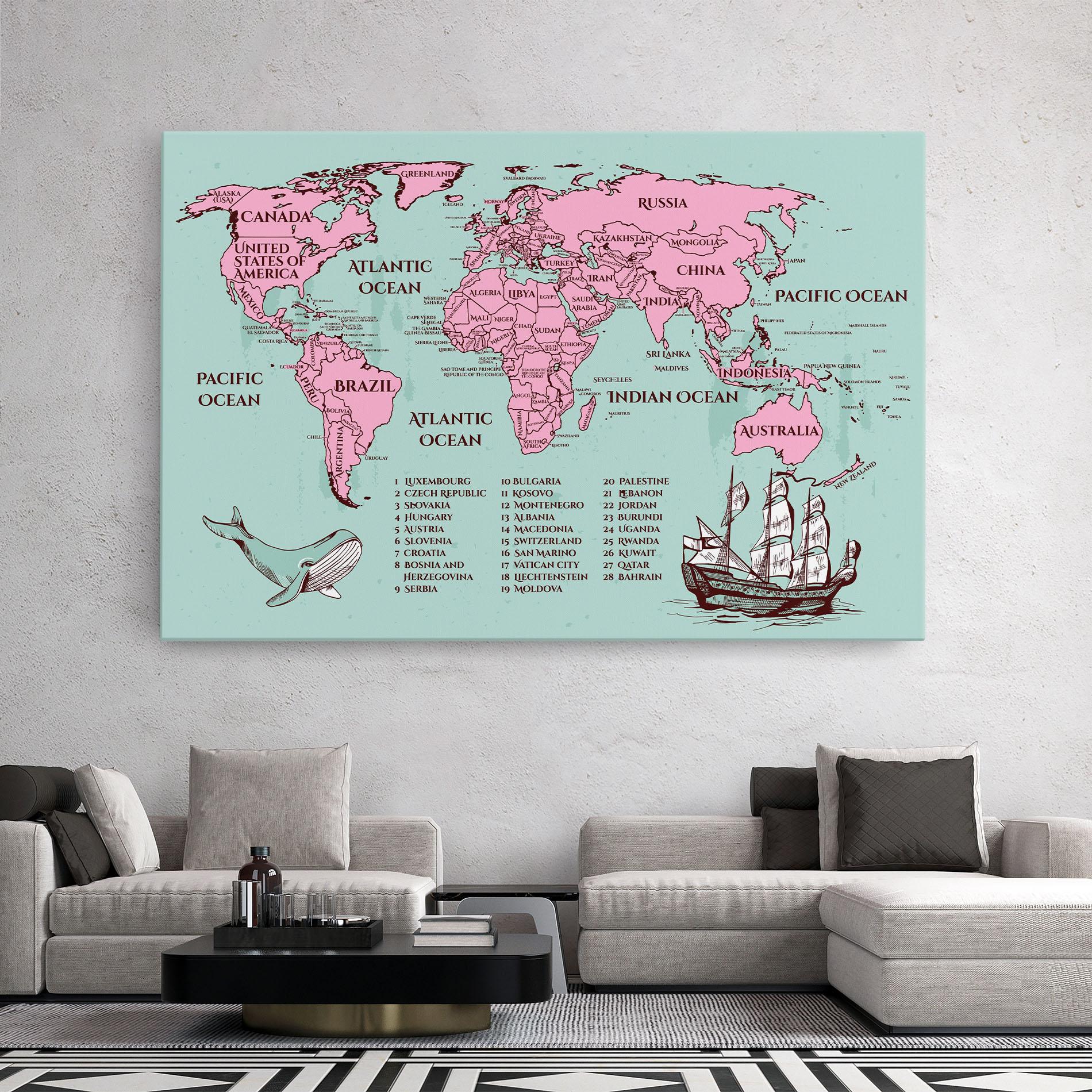Vászonkép Pink Pirate Map mockup 2
