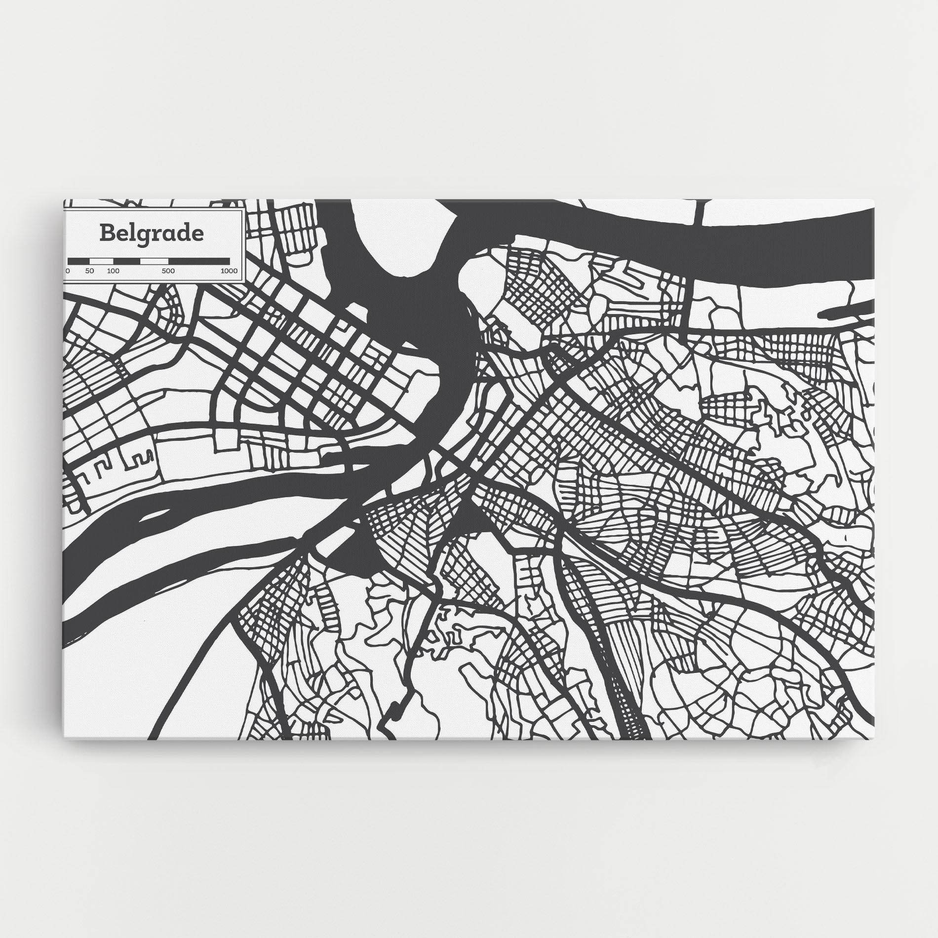 Vászonkép Belgrade Map mockup 0