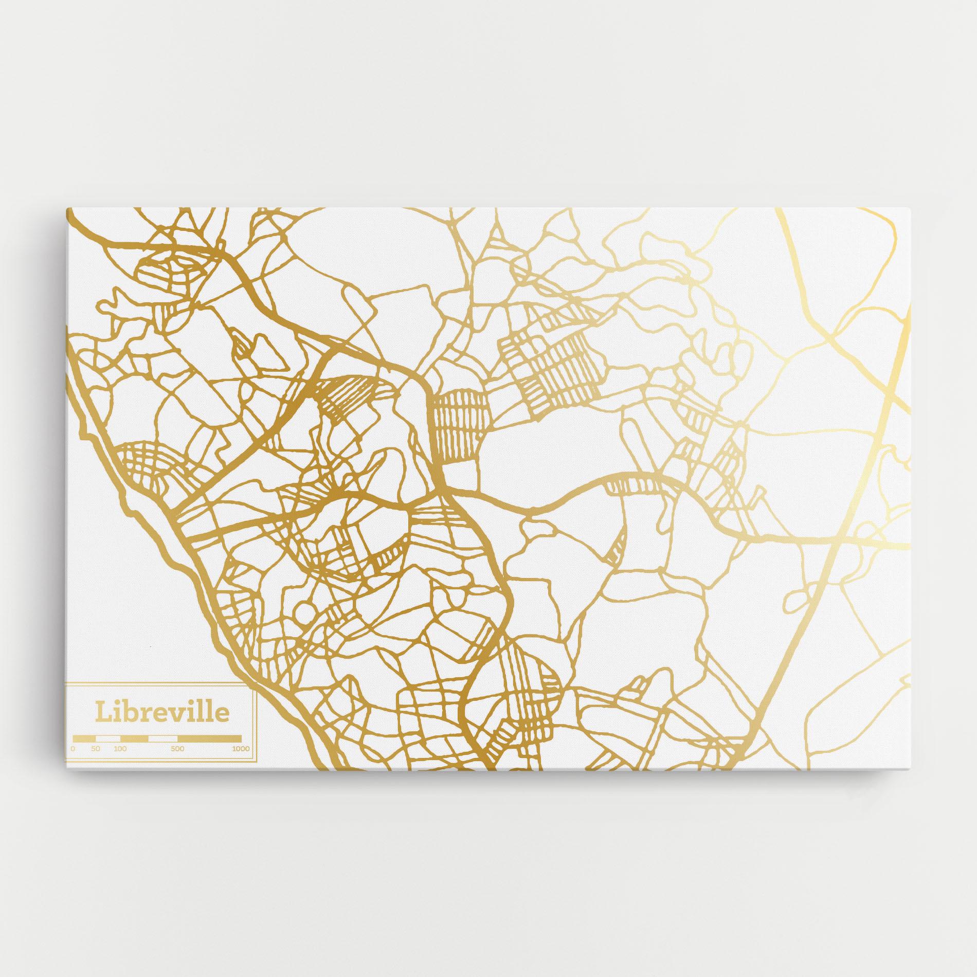 Vászonkép Libreville Gold Map mockup 0
