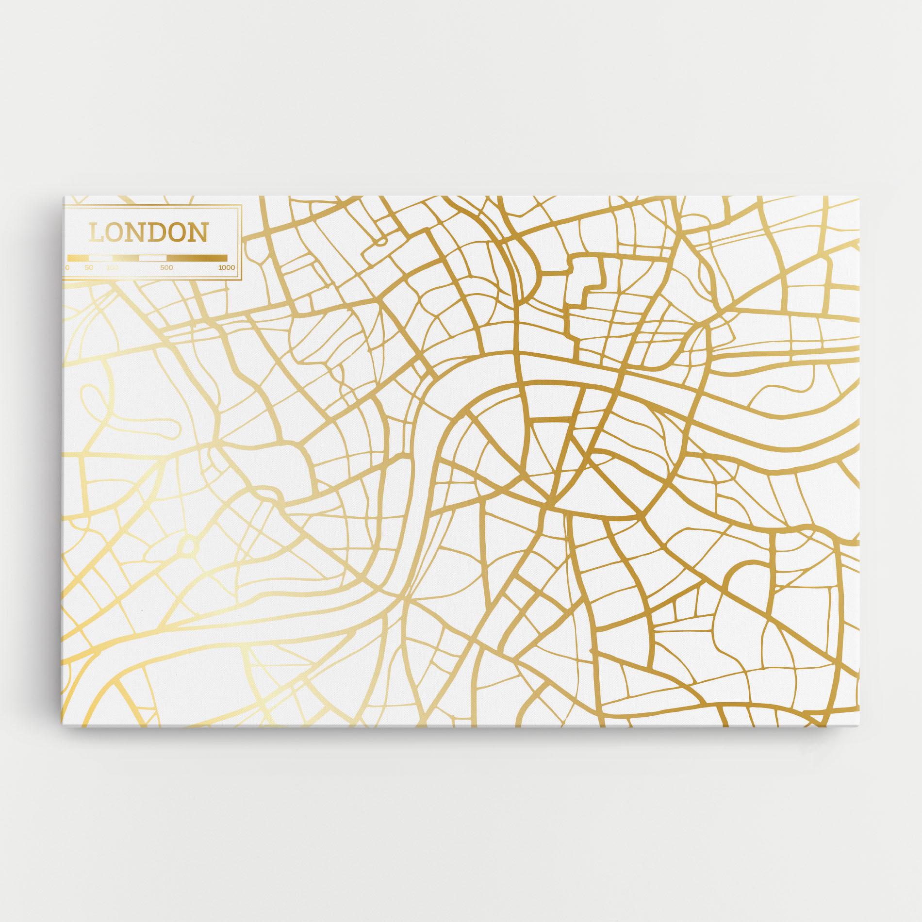 Vászonkép London Gold Map mockup 0