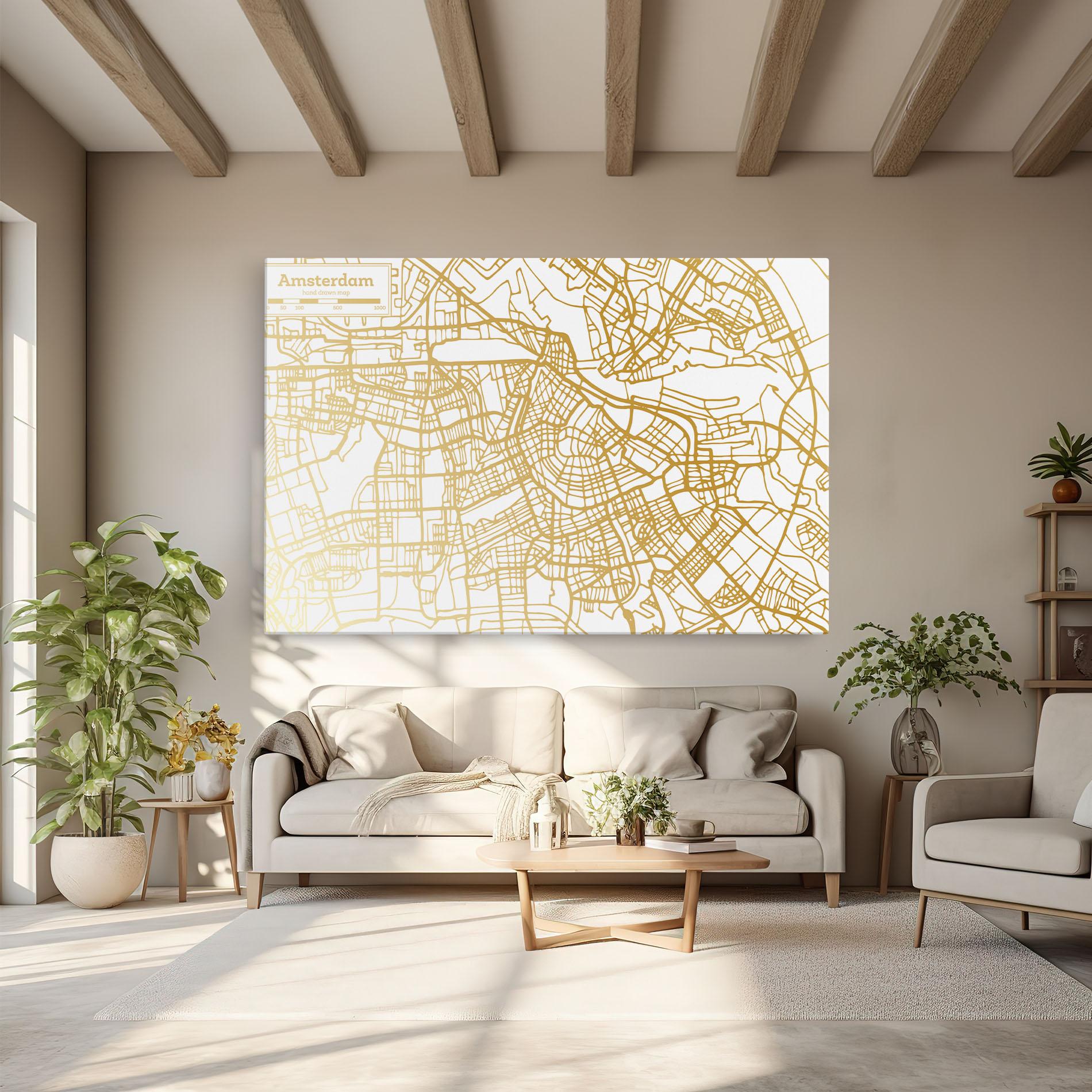 Vászonkép Amsterdam Gold Map mockup 6