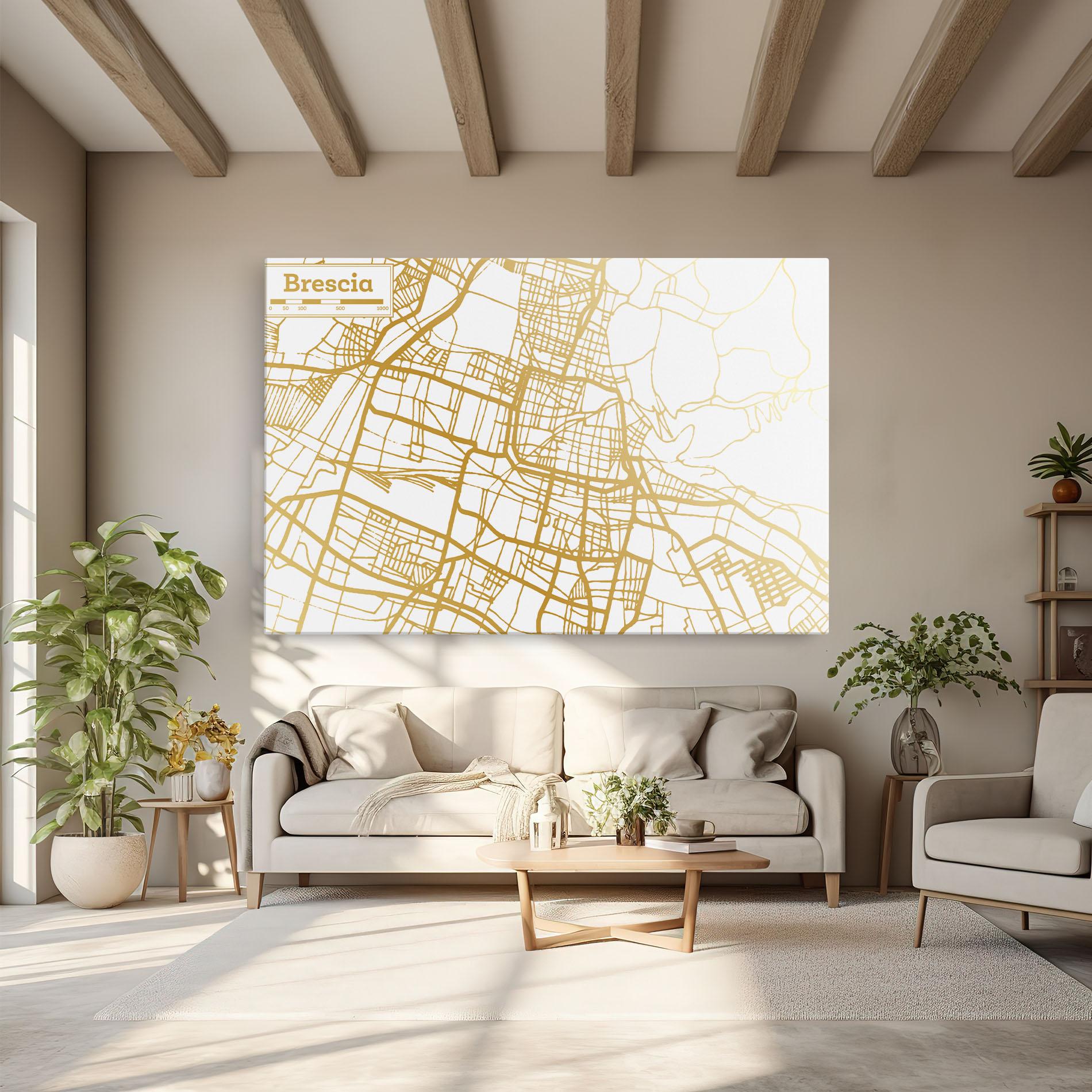 Vászonkép Brescia Gold Map mockup 6
