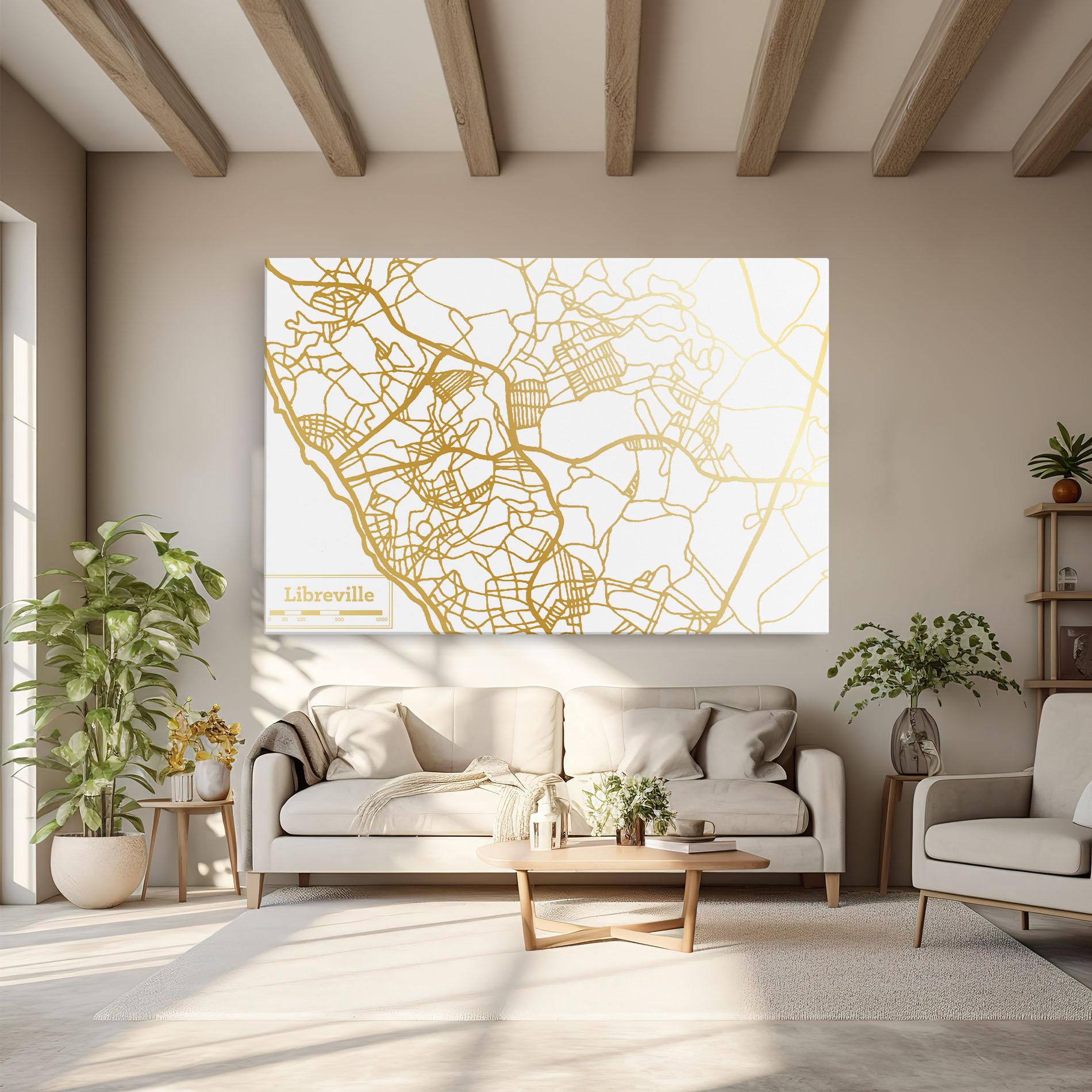 Vászonkép Libreville Gold Map mockup 6