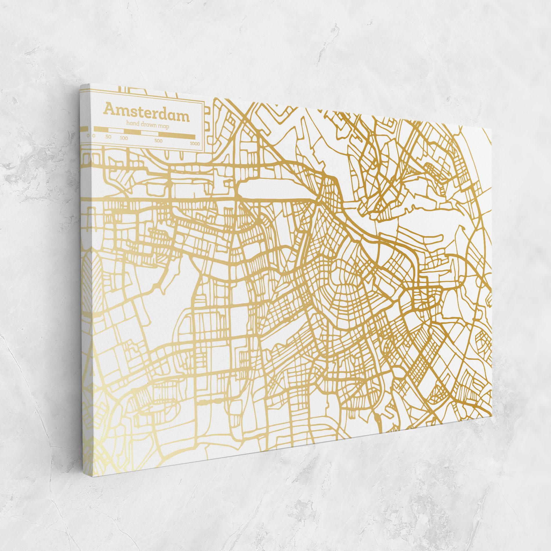 Vászonkép Amsterdam Gold Map mockup 1