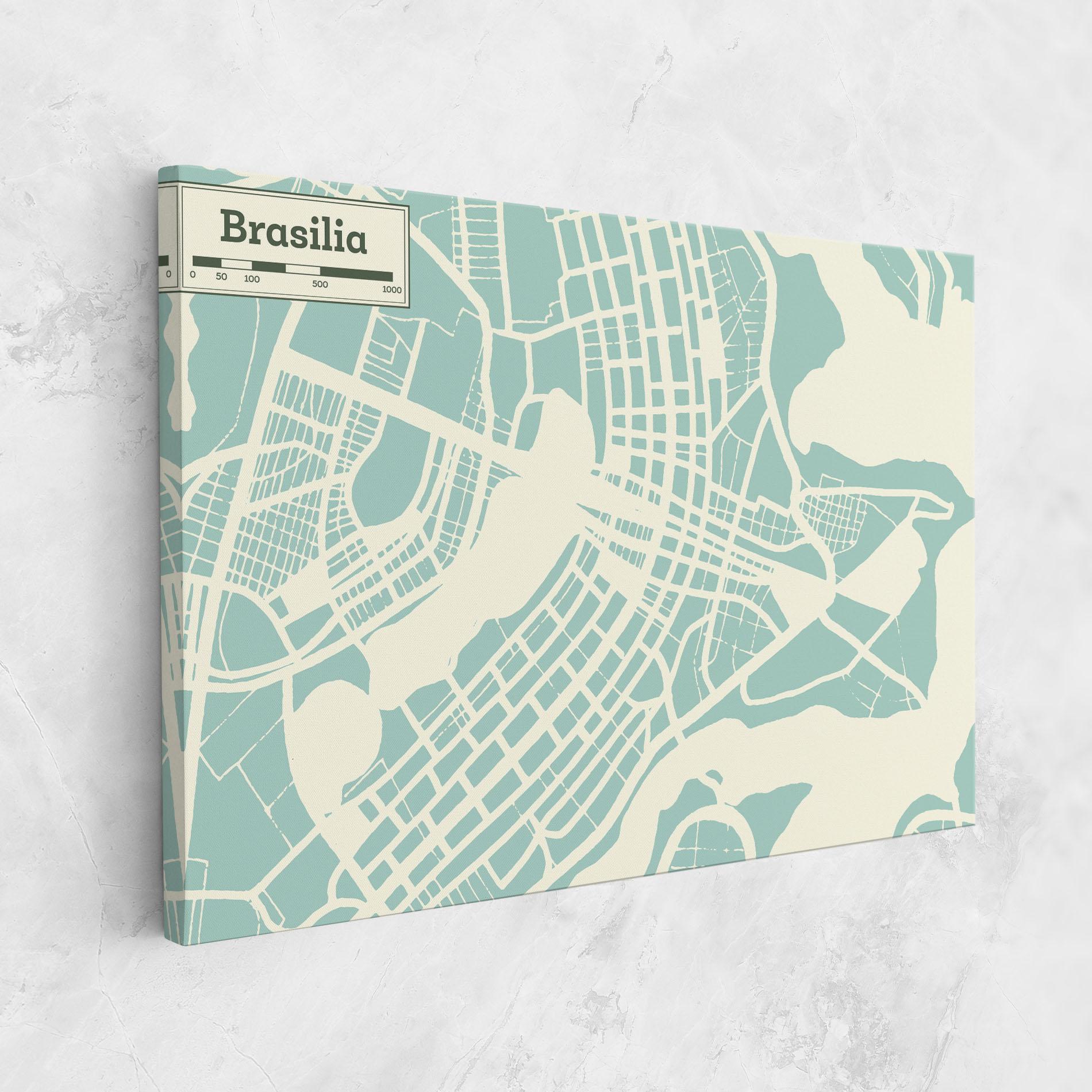 Vászonkép Brasilia Map mockup 1