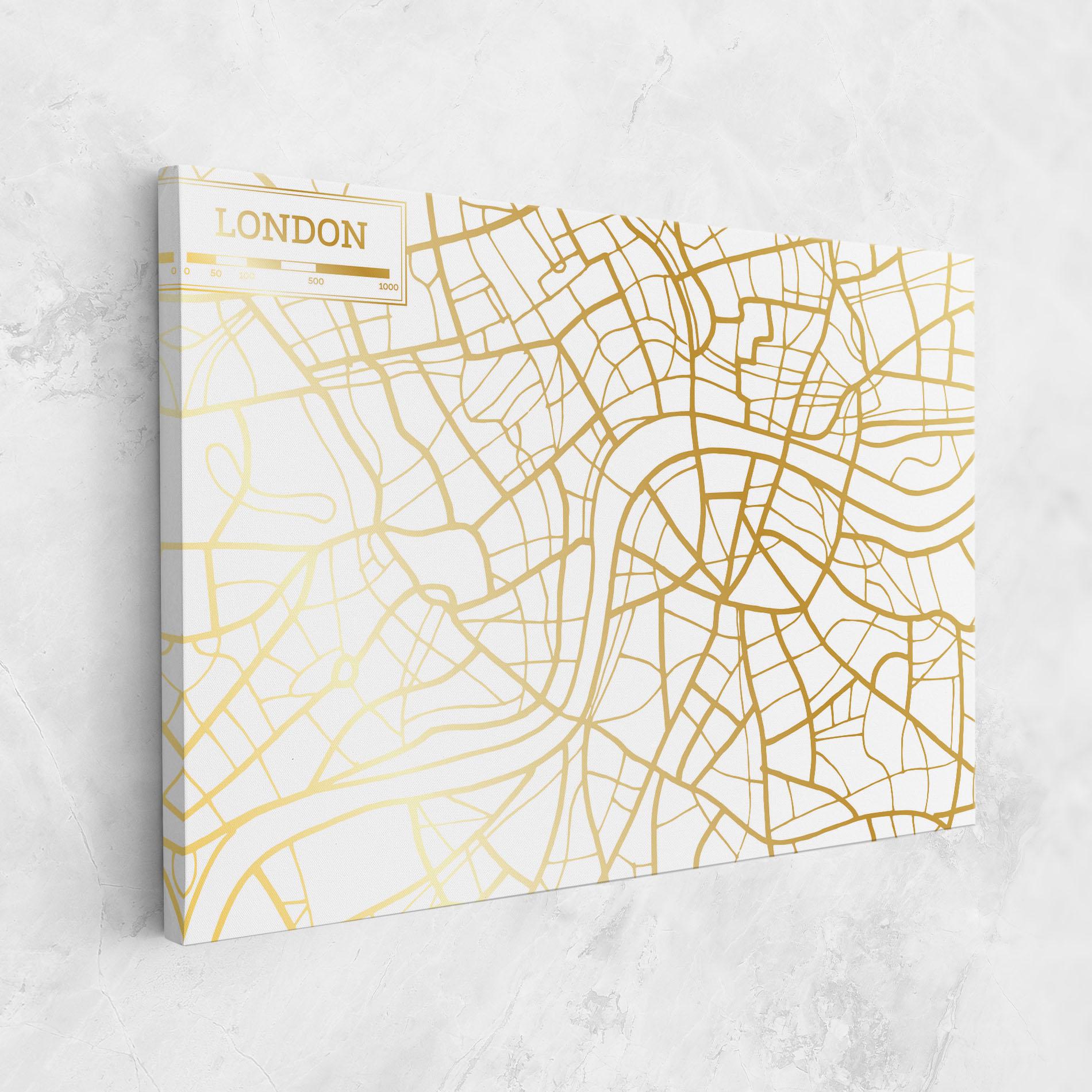 Vászonkép London Gold Map mockup 1