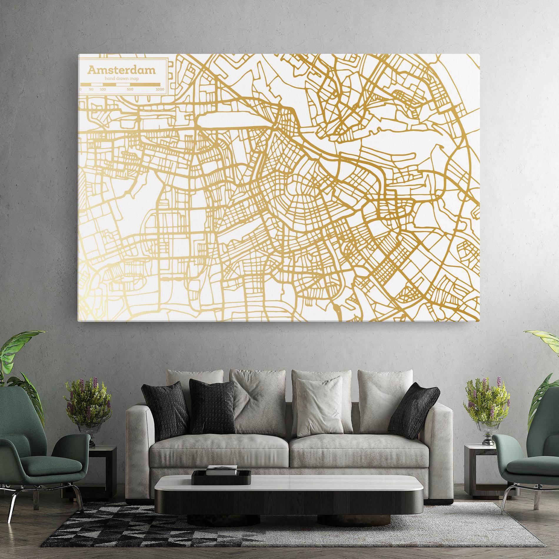 Vászonkép Amsterdam Gold Map mockup 7