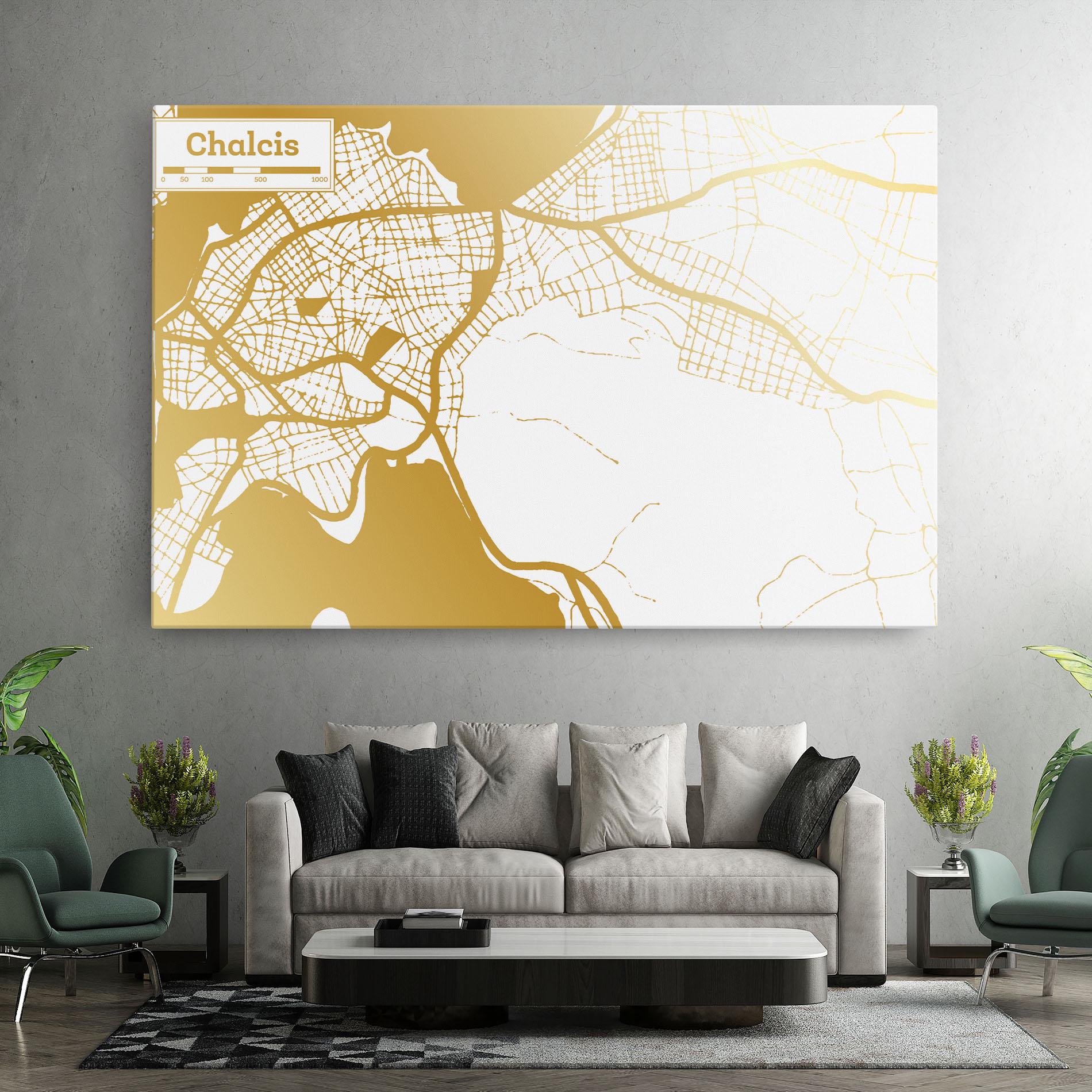 Vászonkép Chalcis Gold Map mockup 7