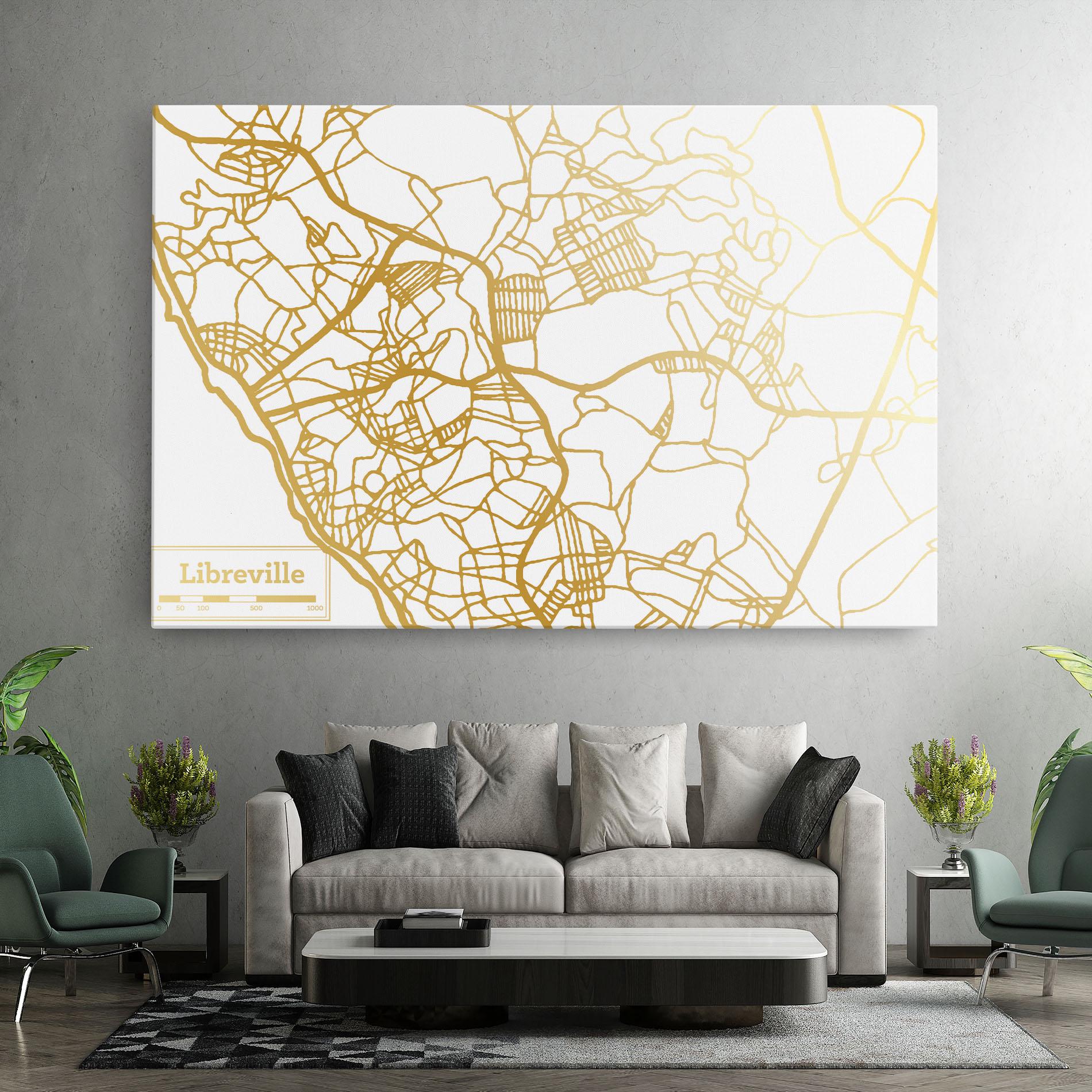 Vászonkép Libreville Gold Map mockup 7
