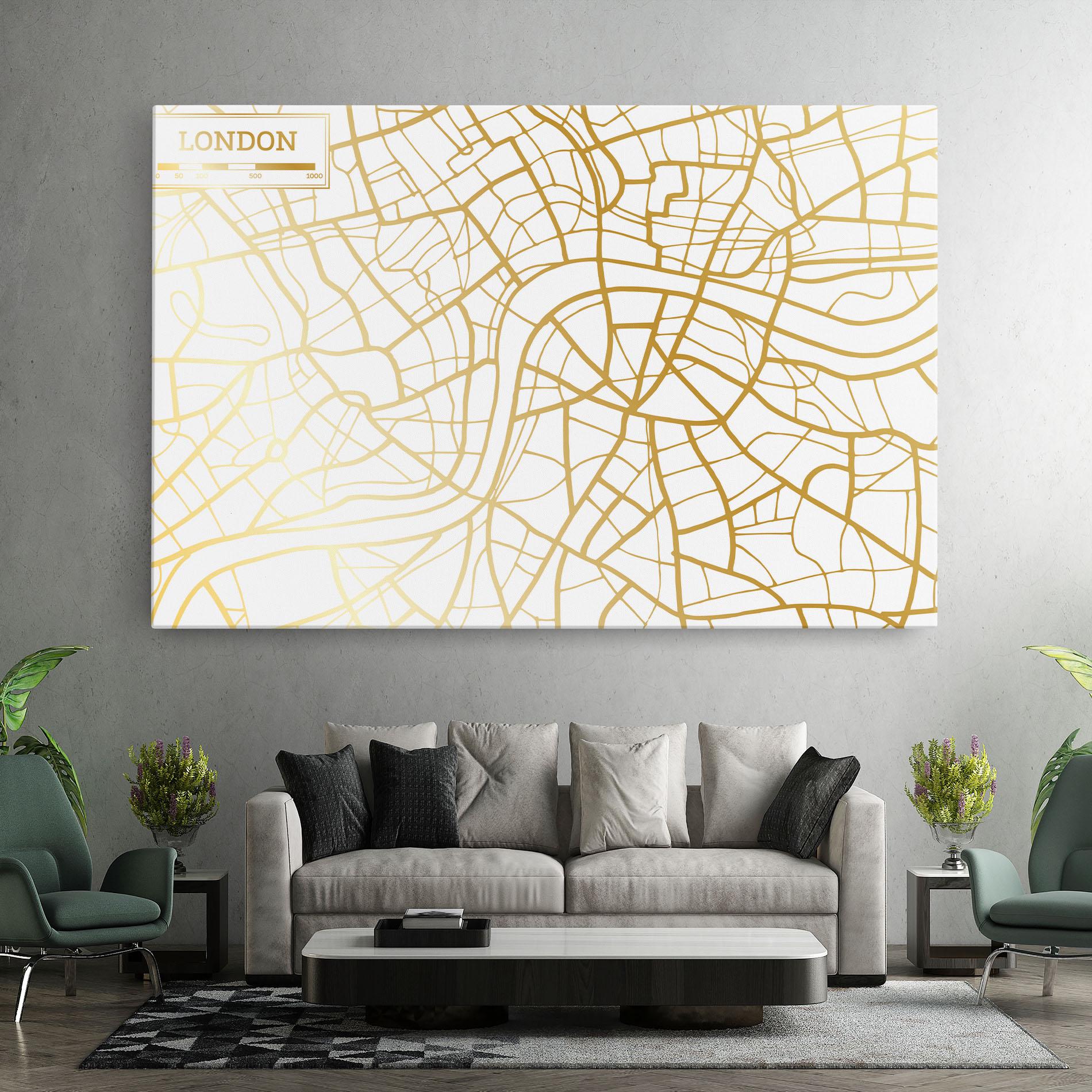 Vászonkép London Gold Map mockup 7