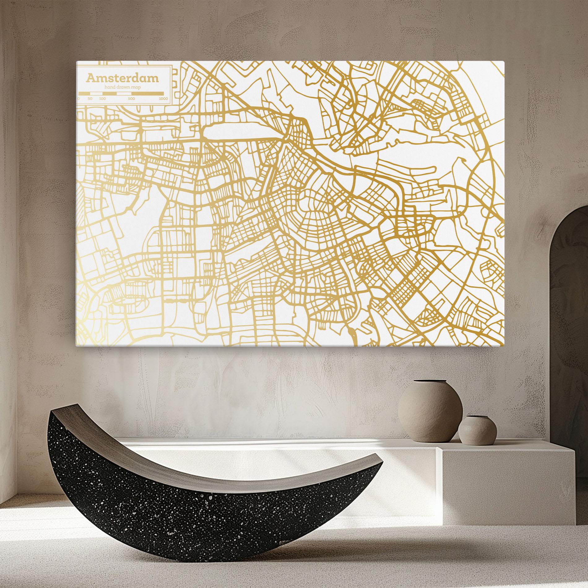 Vászonkép Amsterdam Gold Map mockup 8