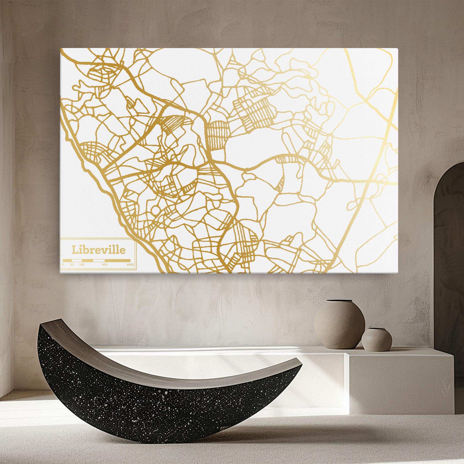 Vászonkép Libreville Gold Map mockup 8