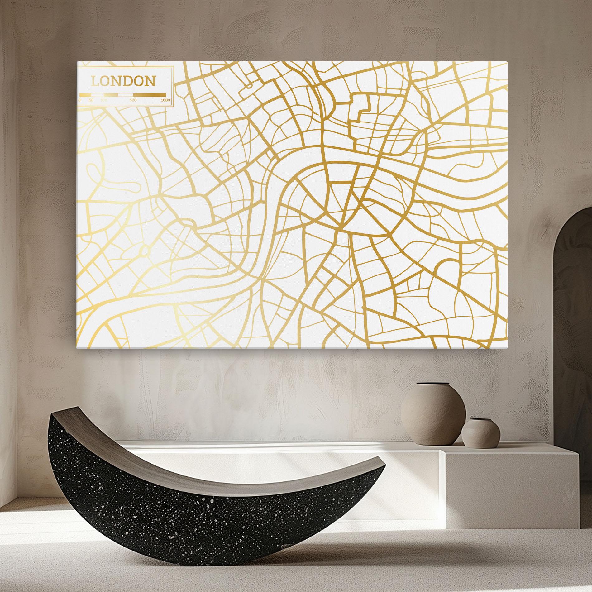 Vászonkép London Gold Map mockup 8