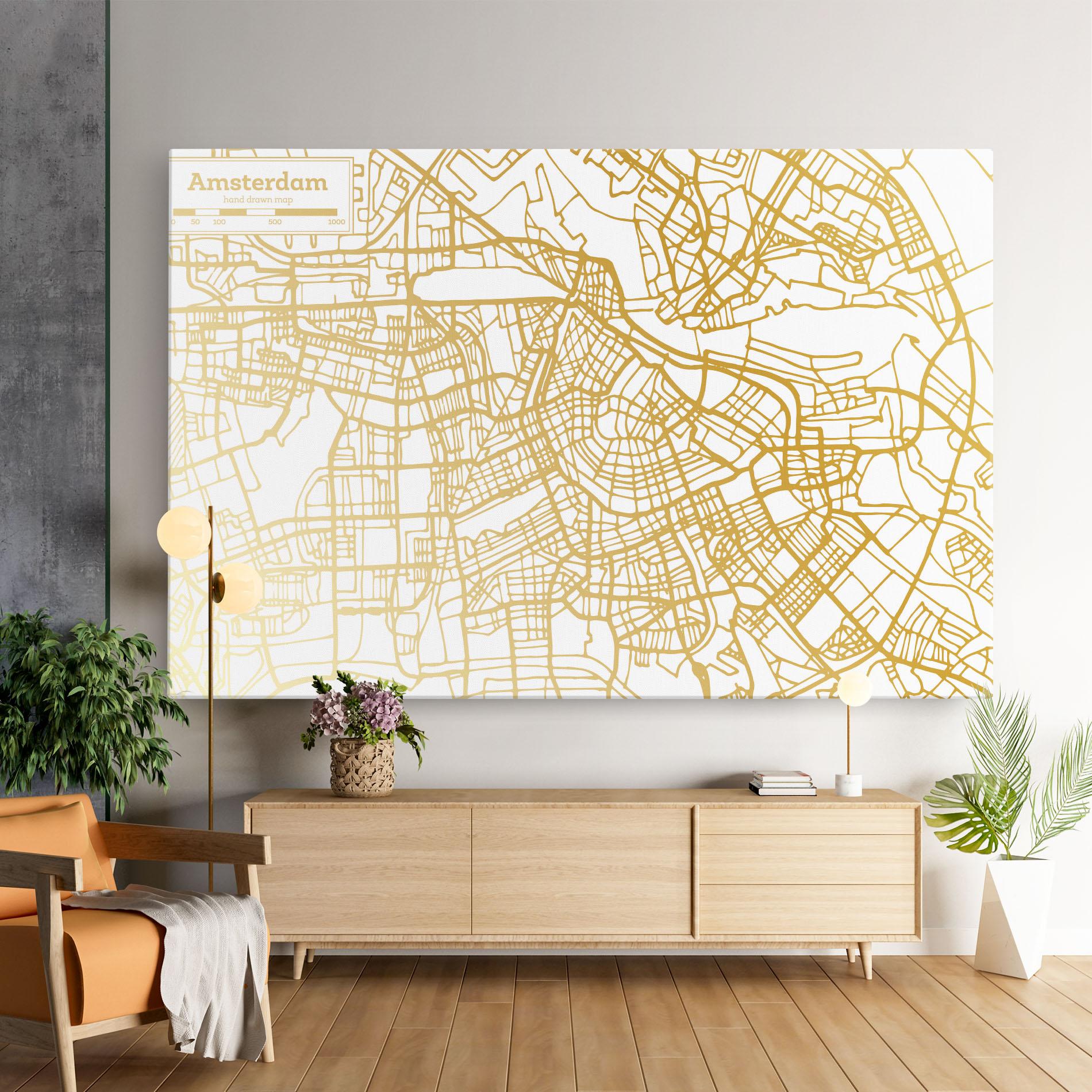Vászonkép Amsterdam Gold Map mockup 9