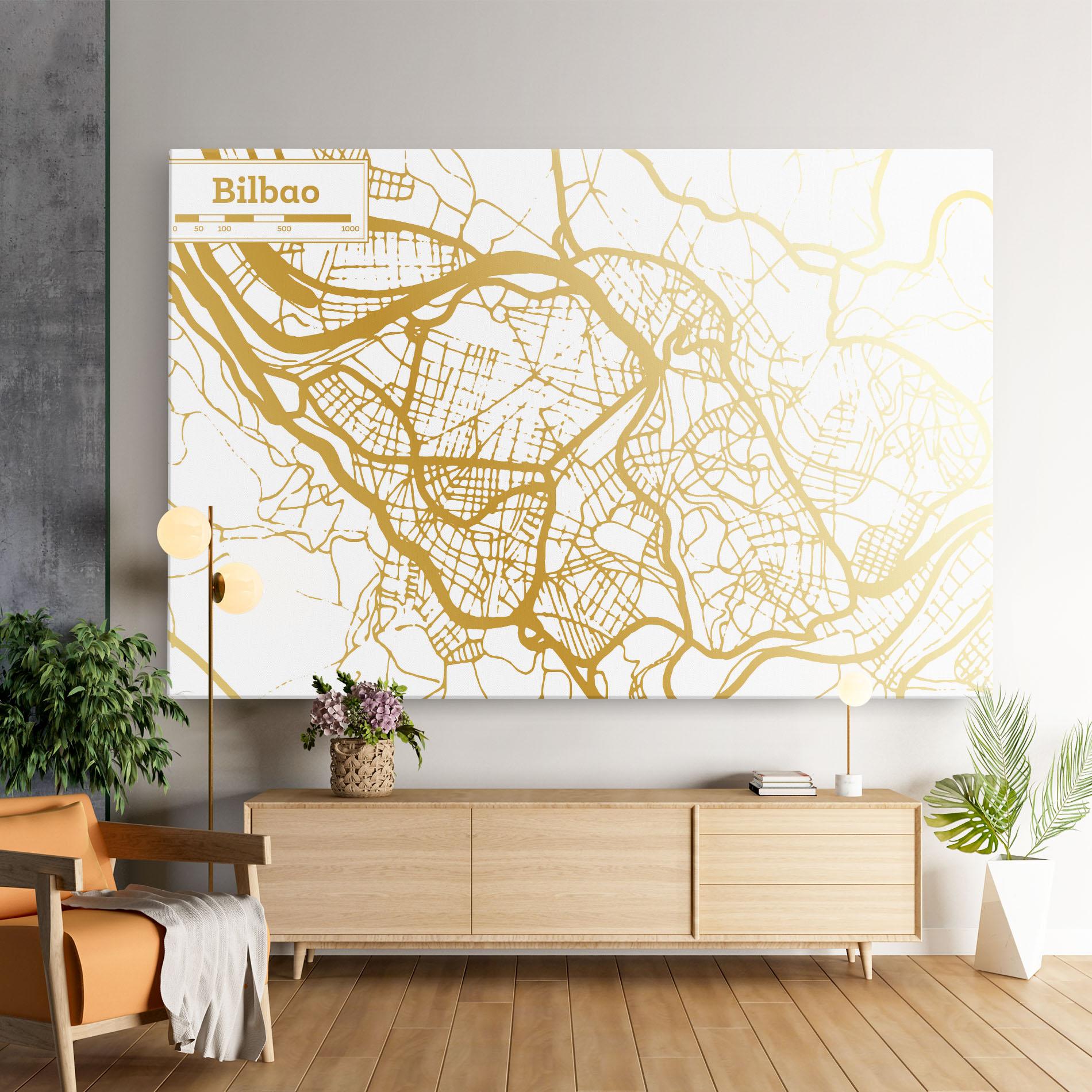 Vászonkép Bilbao Gold Map mockup 9