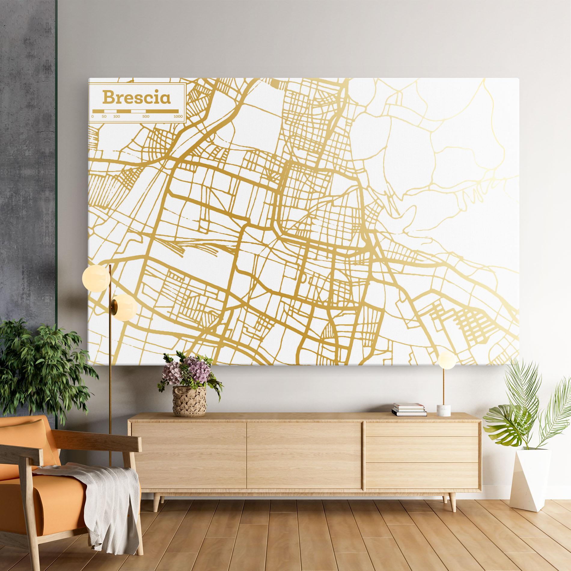 Vászonkép Brescia Gold Map mockup 9