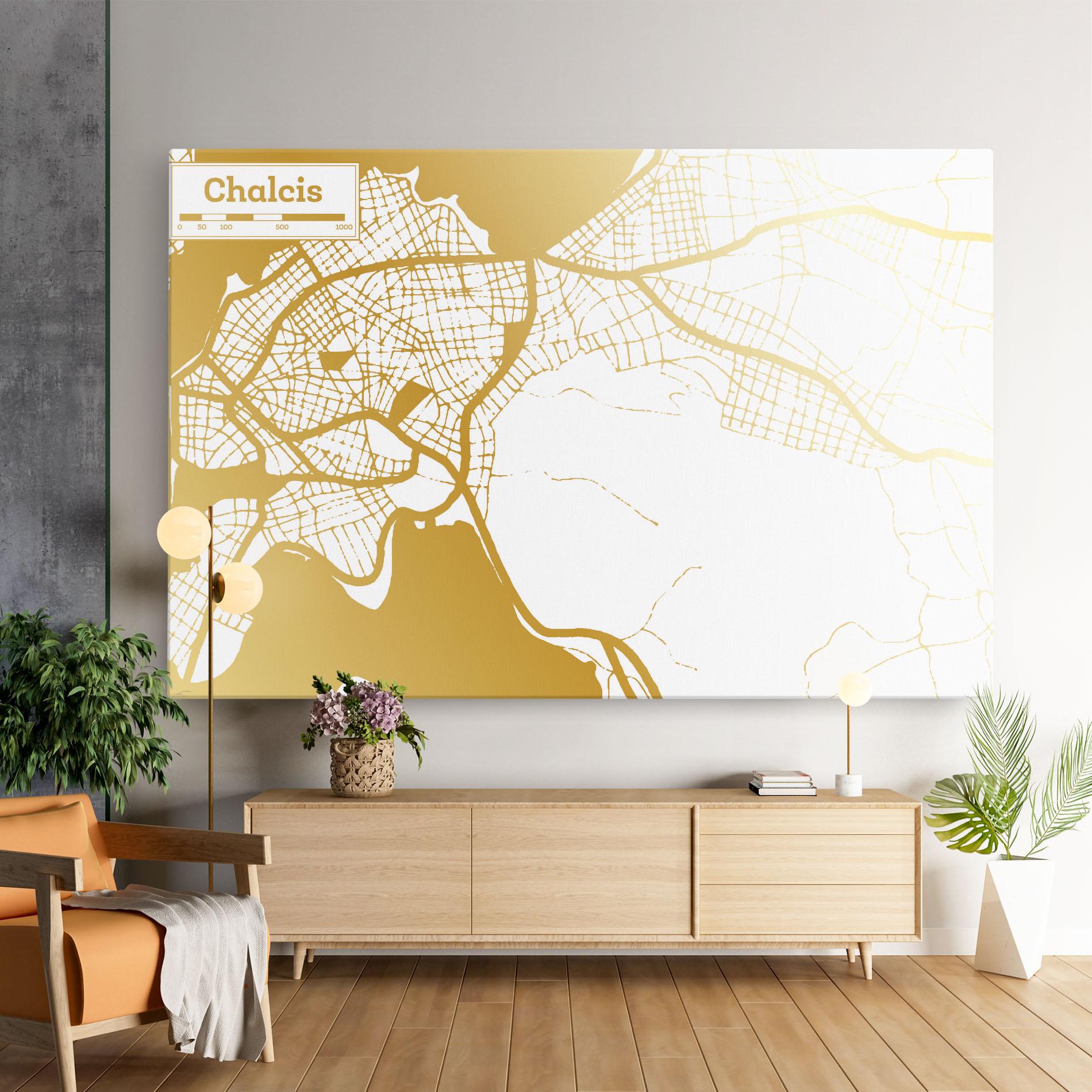 Vászonkép Chalcis Gold Map mockup 9
