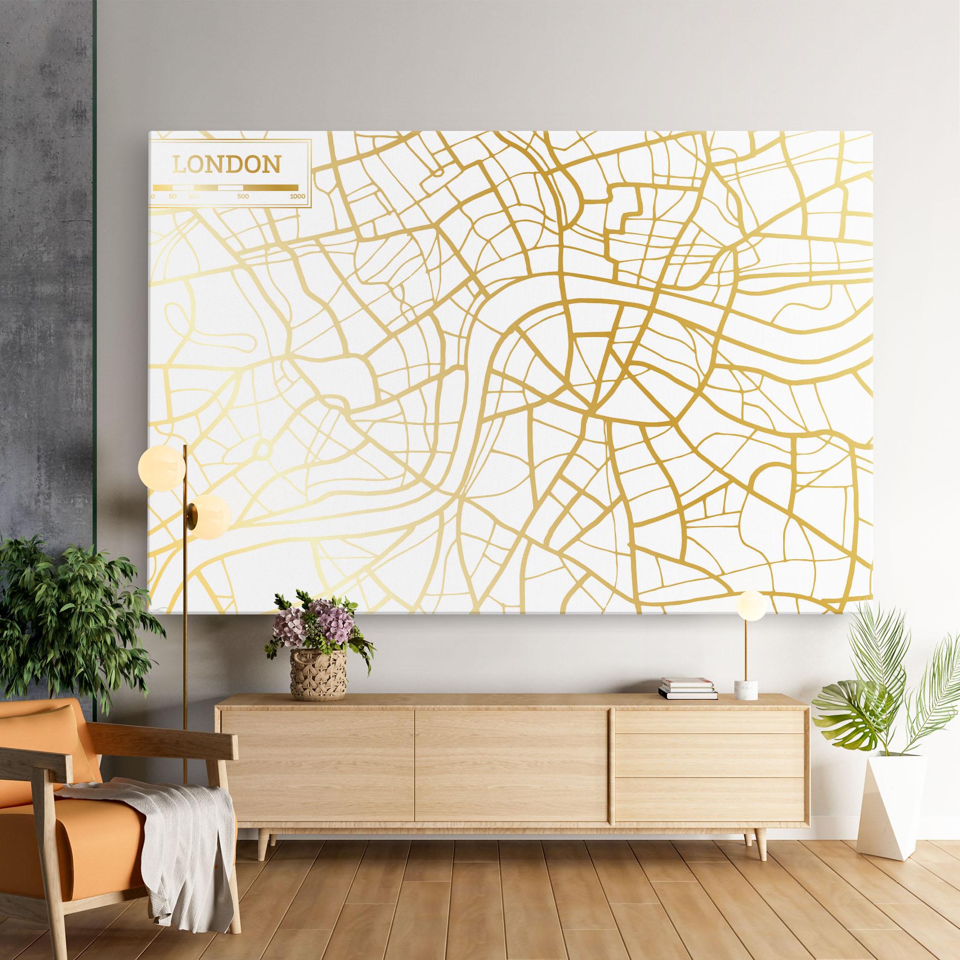Vászonkép London Gold Map mockup 9