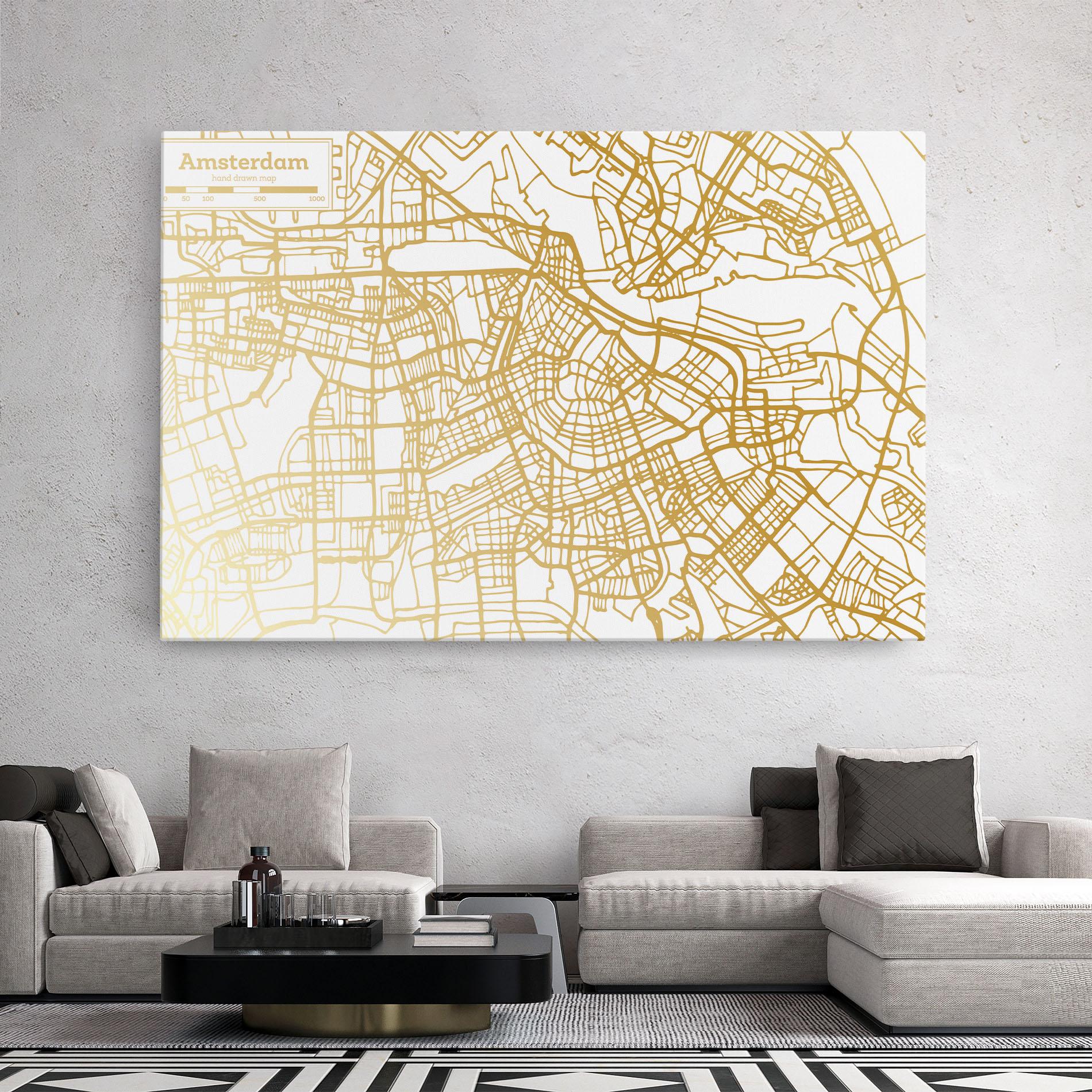 Vászonkép Amsterdam Gold Map mockup 2