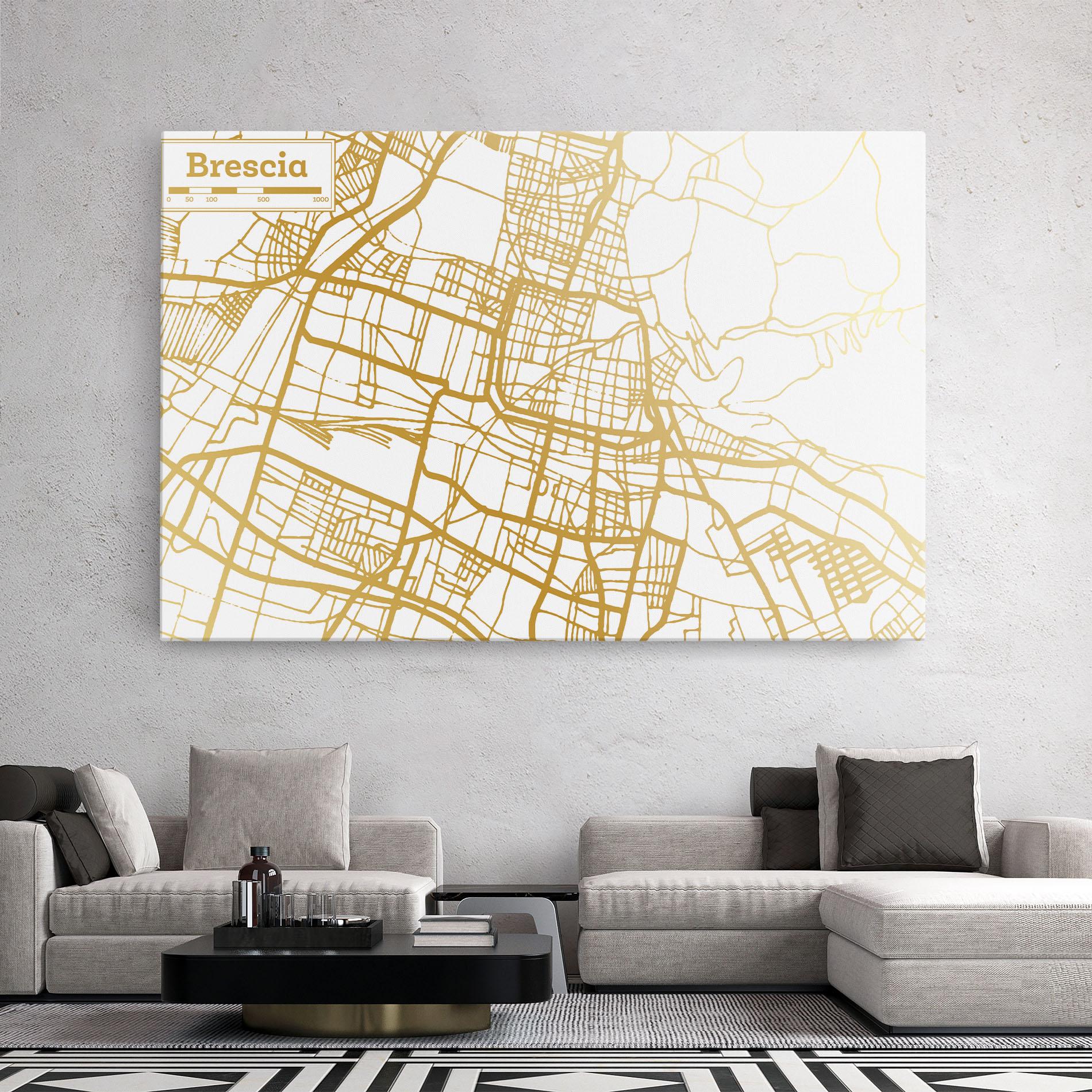 Vászonkép Brescia Gold Map mockup 2