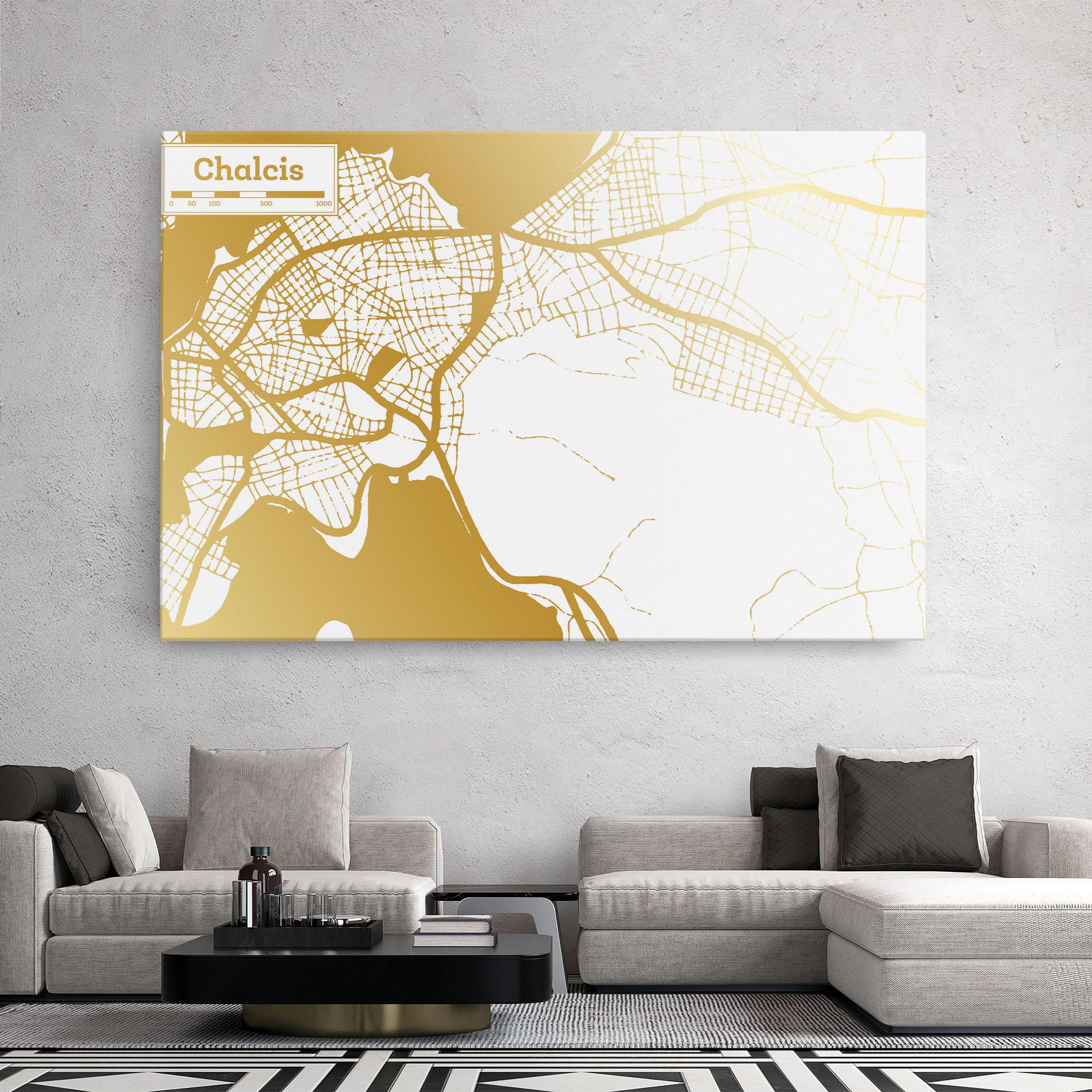 Vászonkép Chalcis Gold Map mockup 2