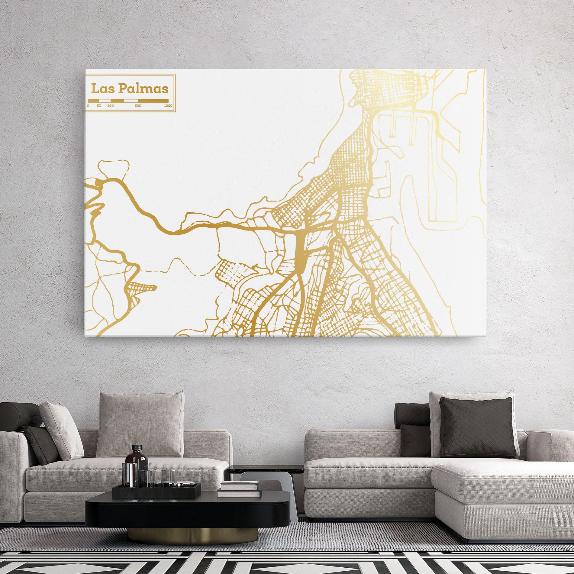 Vászonkép Las Palmas Gold Map mockup 2