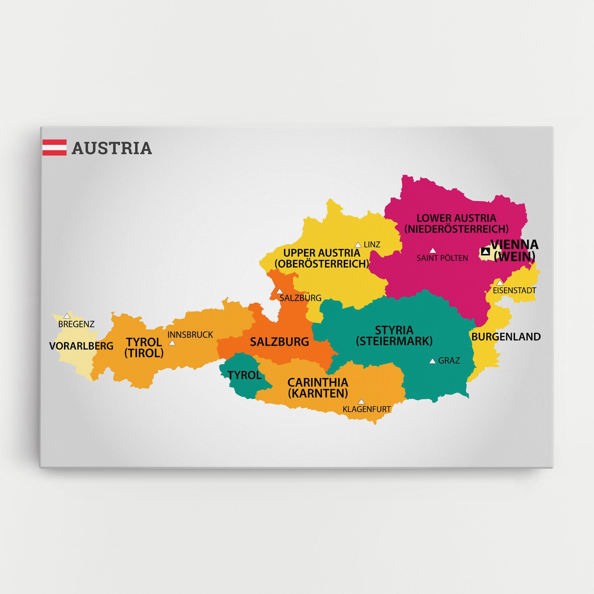 Vászonkép Austria Color Map mockup 0