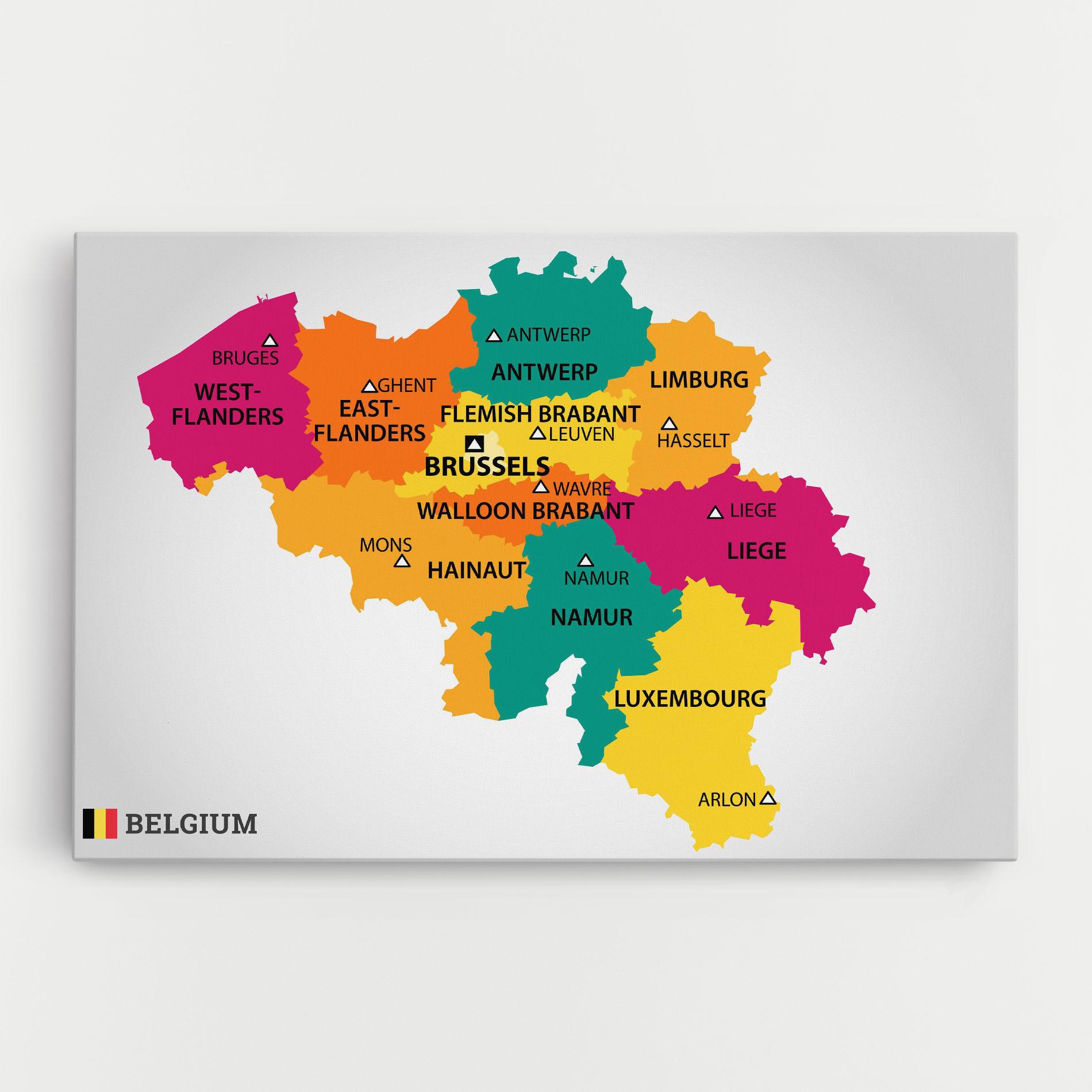 Vászonkép Belgium Color Map mockup 0