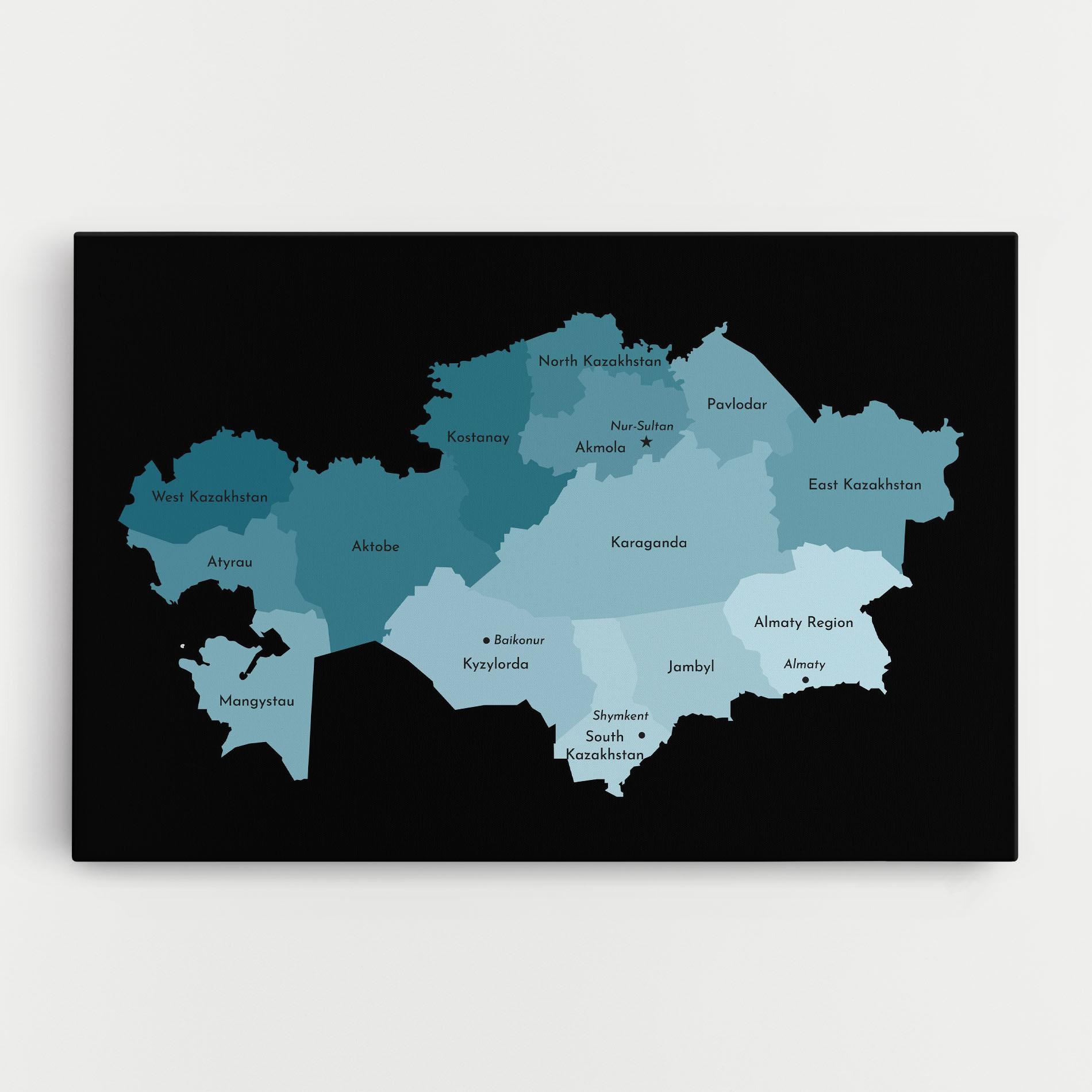 Vászonkép Kazahstan Blue Map mockup 0