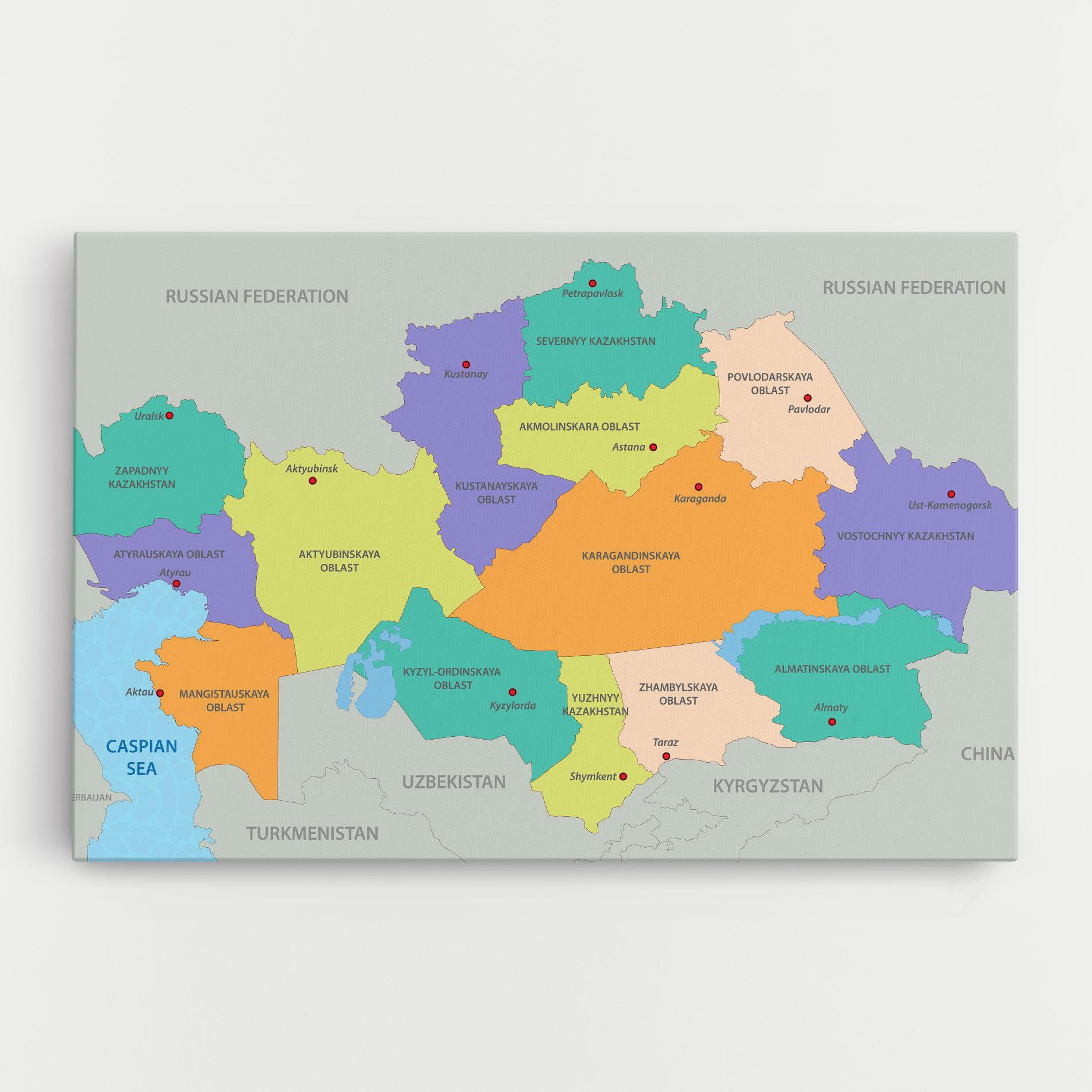 Vászonkép Kazakhstan Color Map mockup 0