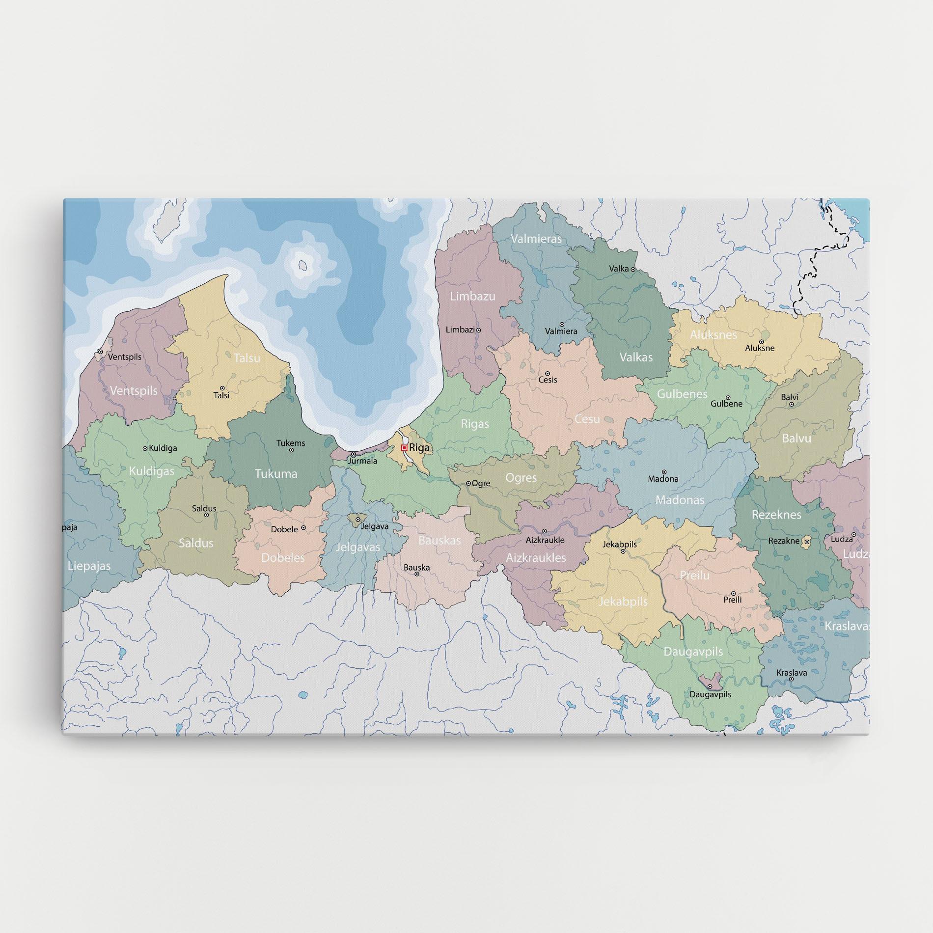 Vászonkép Latvia Color Map mockup 0
