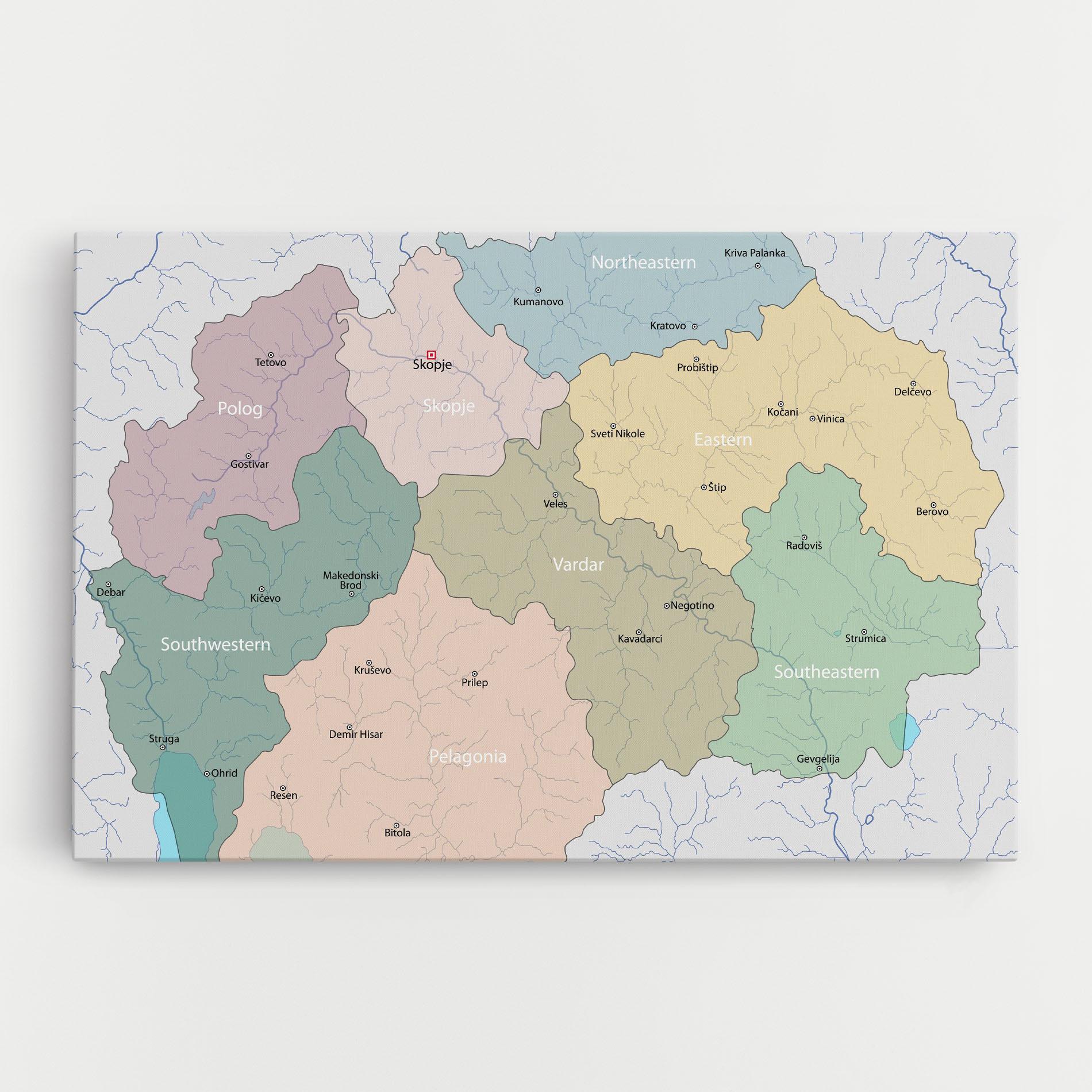 Vászonkép North Macedonia Map mockup 0