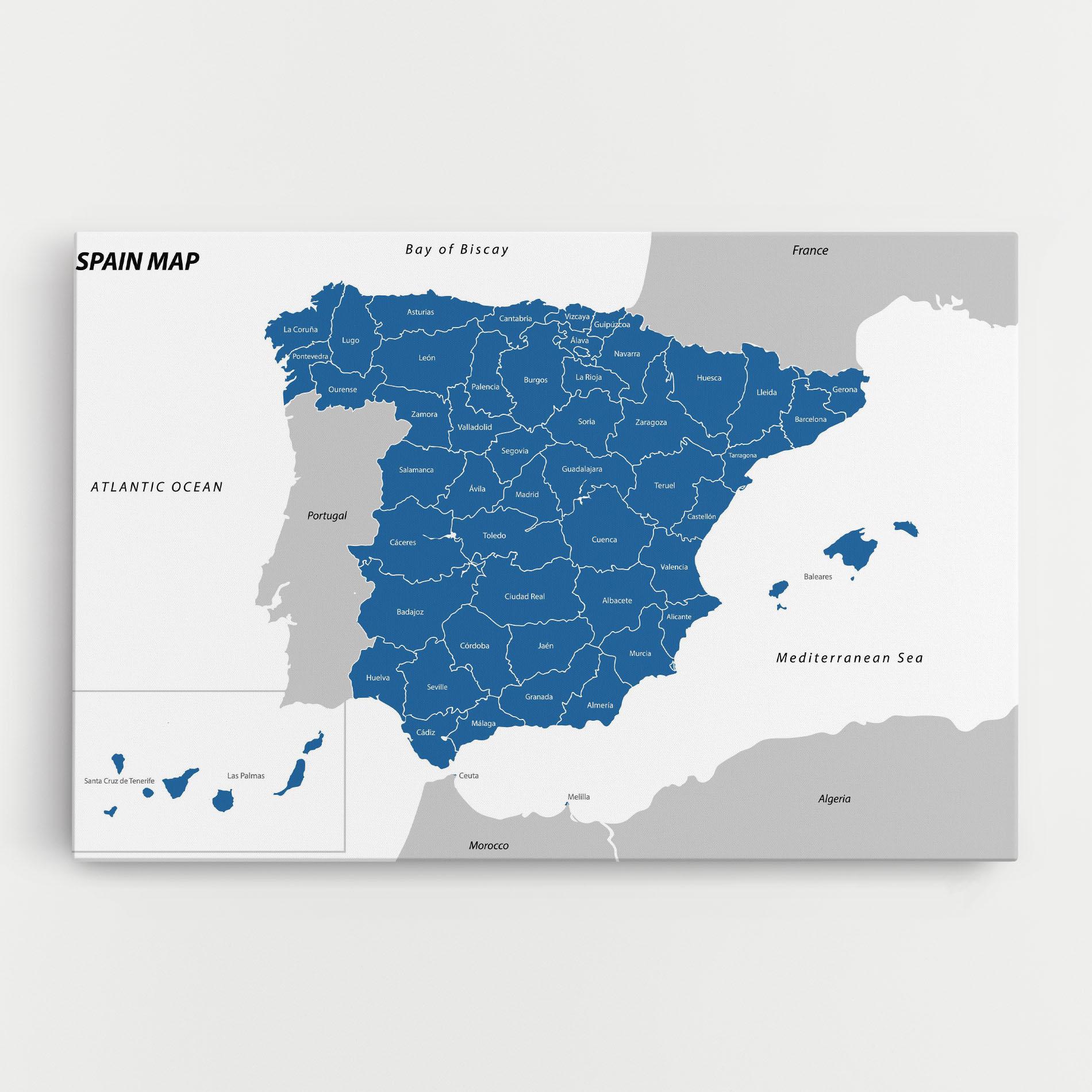 Vászonkép Spain Blue Map mockup 0