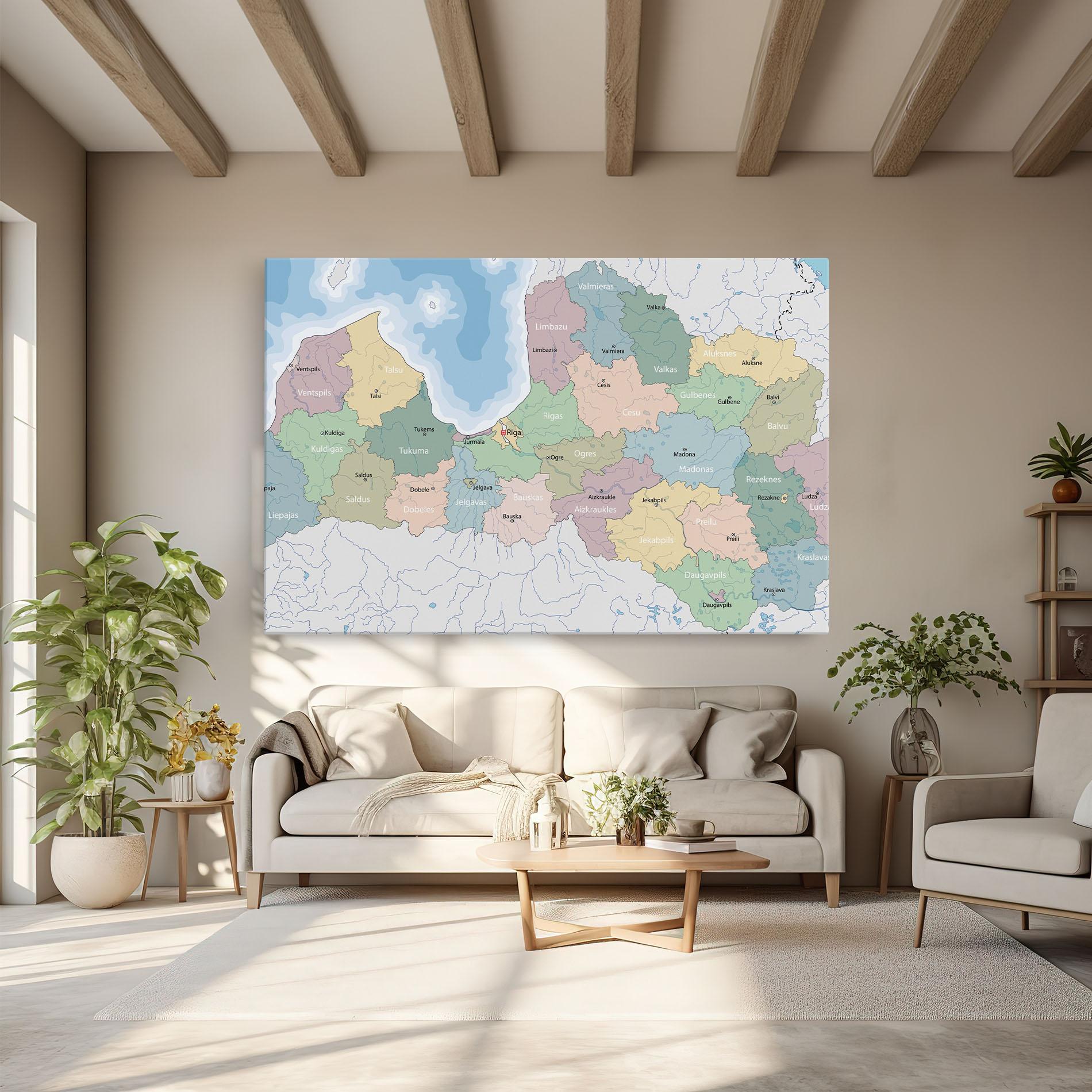 Vászonkép Latvia Color Map mockup 6