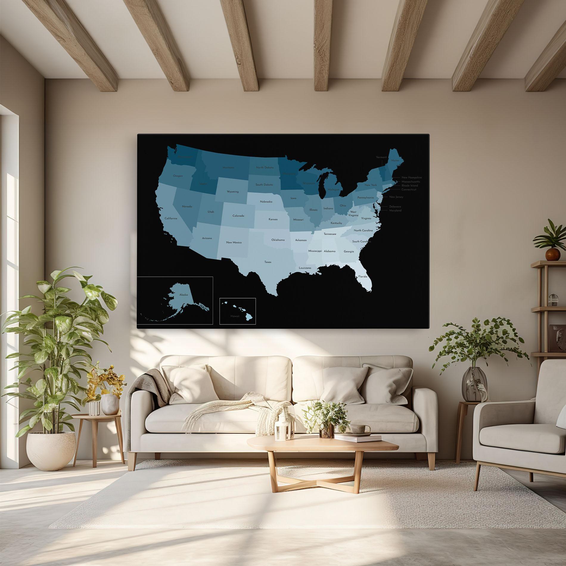 Vászonkép Sua Blue Map mockup 6