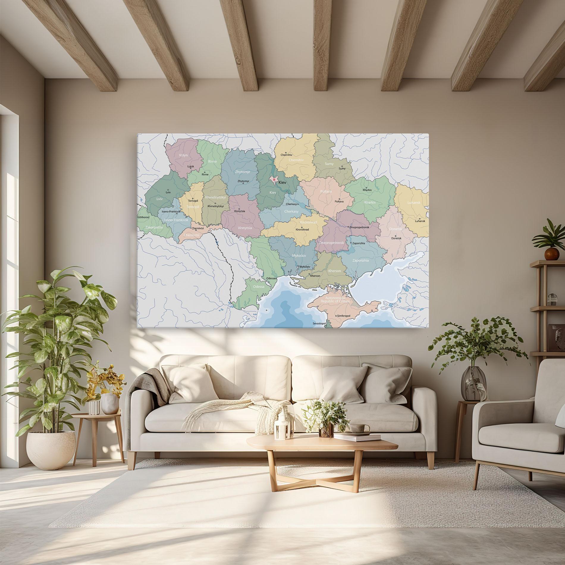 Vászonkép Ukraine Map mockup 6