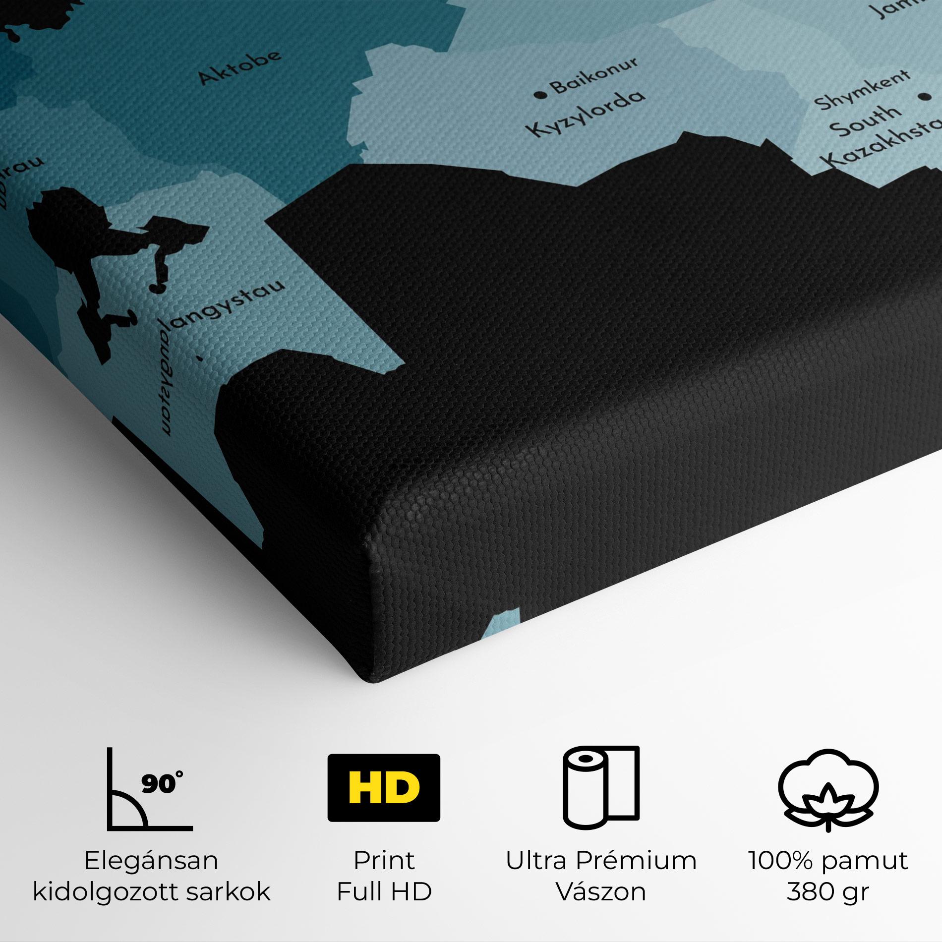 Vászonkép Kazahstan Blue Map mockup 4