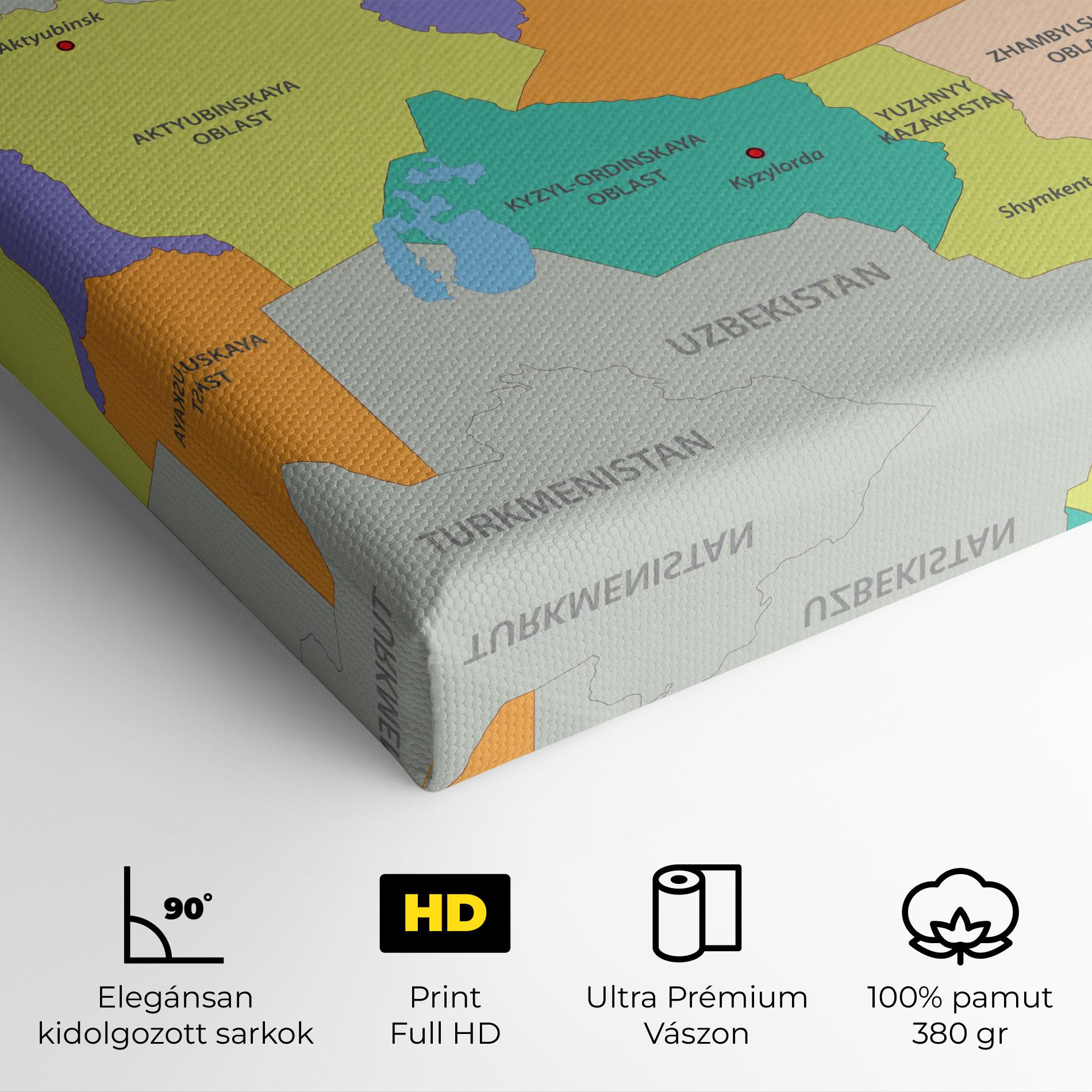 Vászonkép Kazakhstan Color Map mockup 4