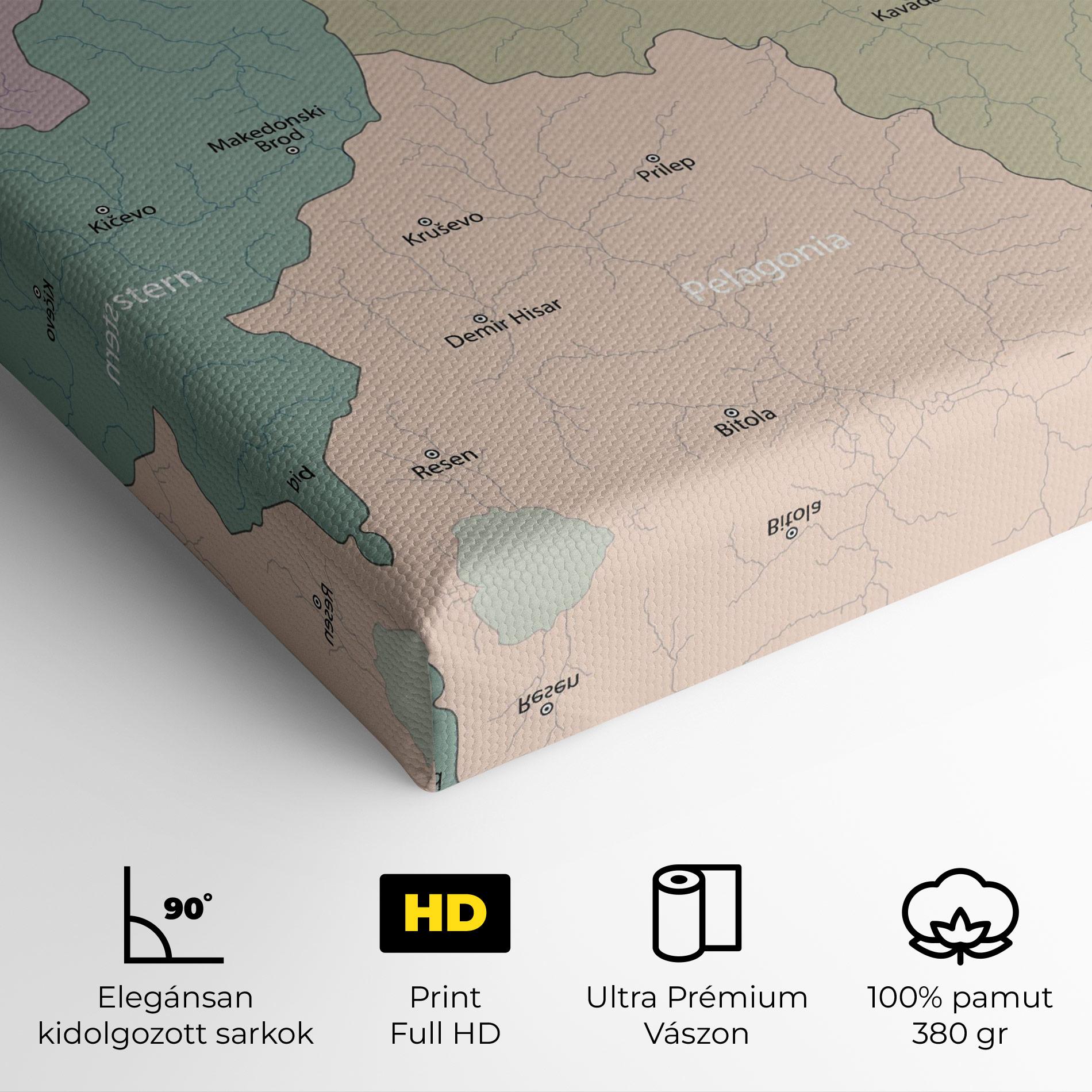 Vászonkép North Macedonia Map mockup 4
