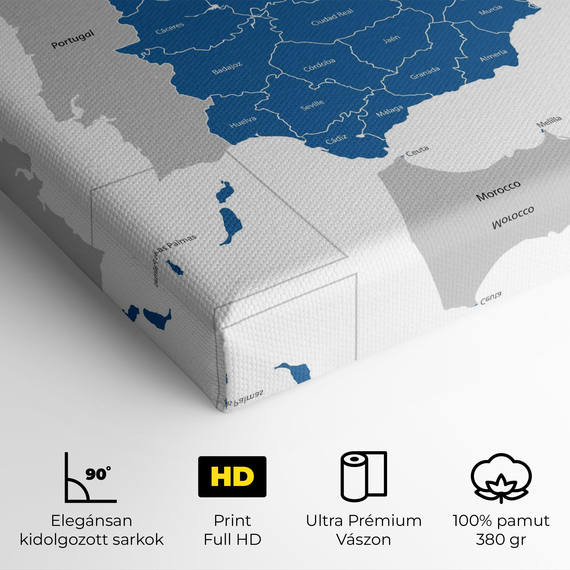 Vászonkép Spain Blue Map mockup 4