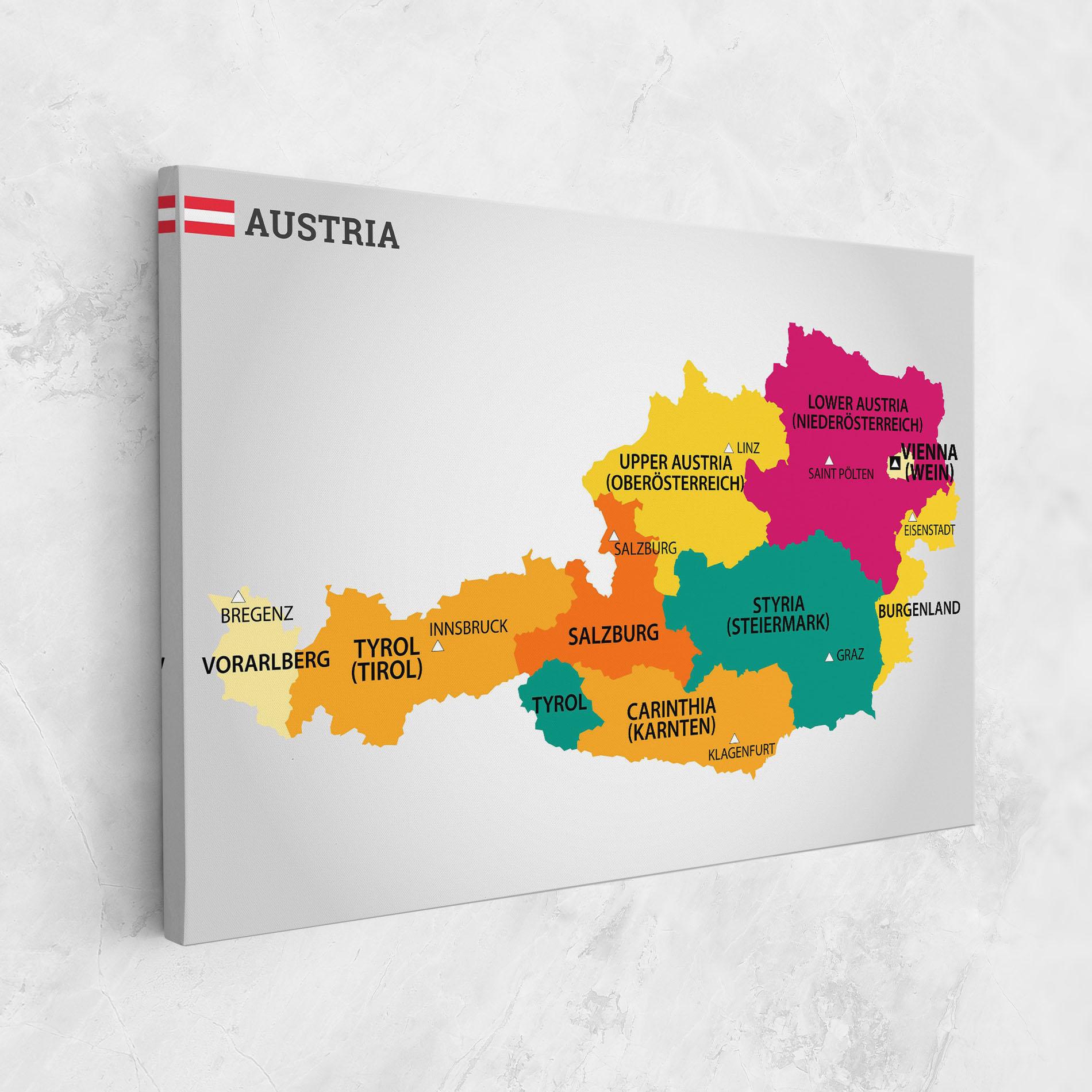 Vászonkép Austria Color Map mockup 1