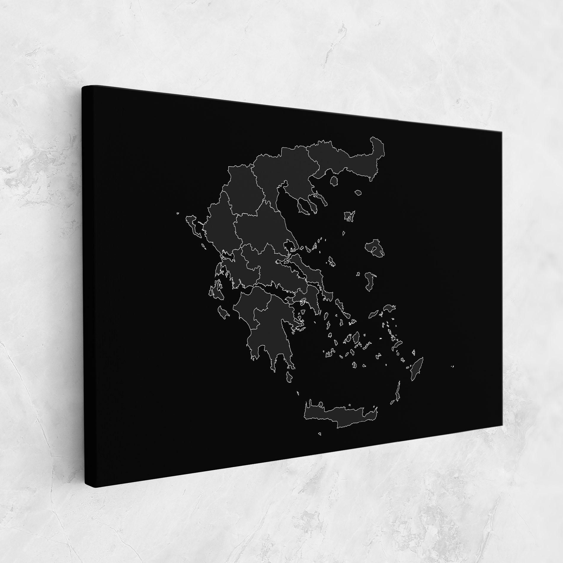 Vászonkép Greece Grey Map mockup 1