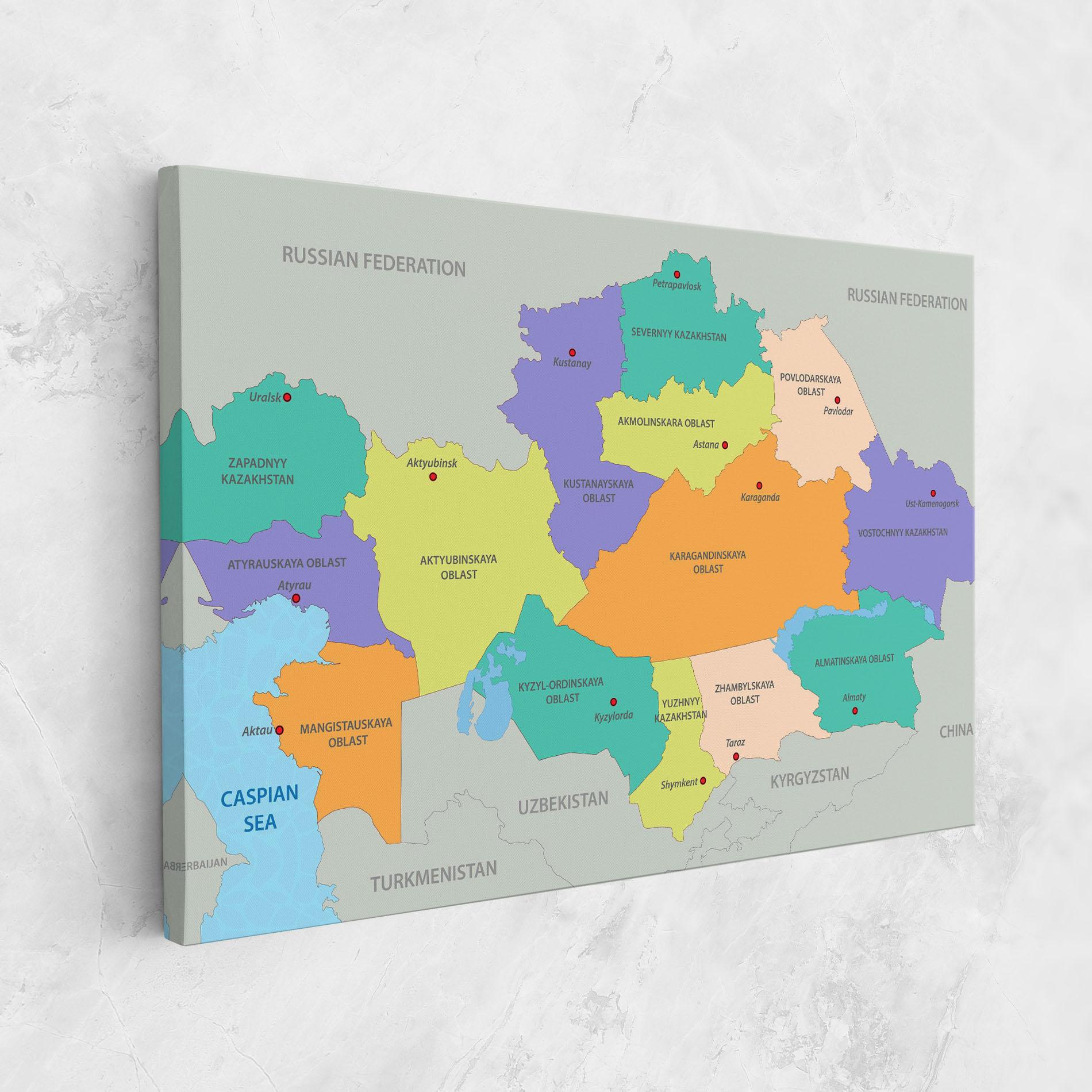 Vászonkép Kazakhstan Color Map mockup 1