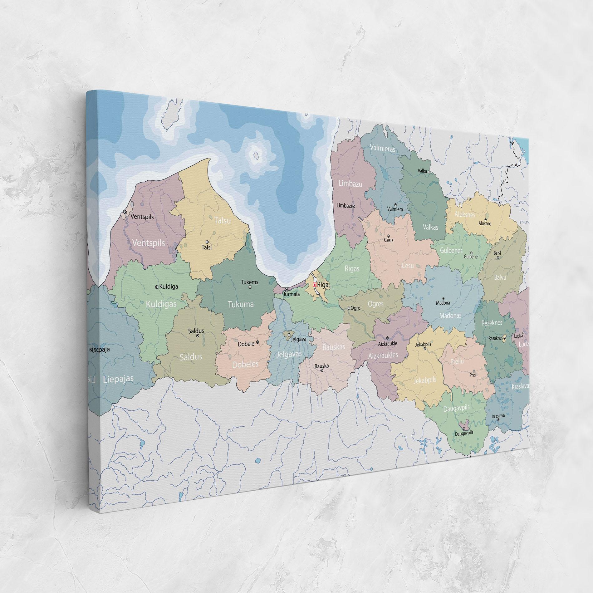 Vászonkép Latvia Color Map mockup 1