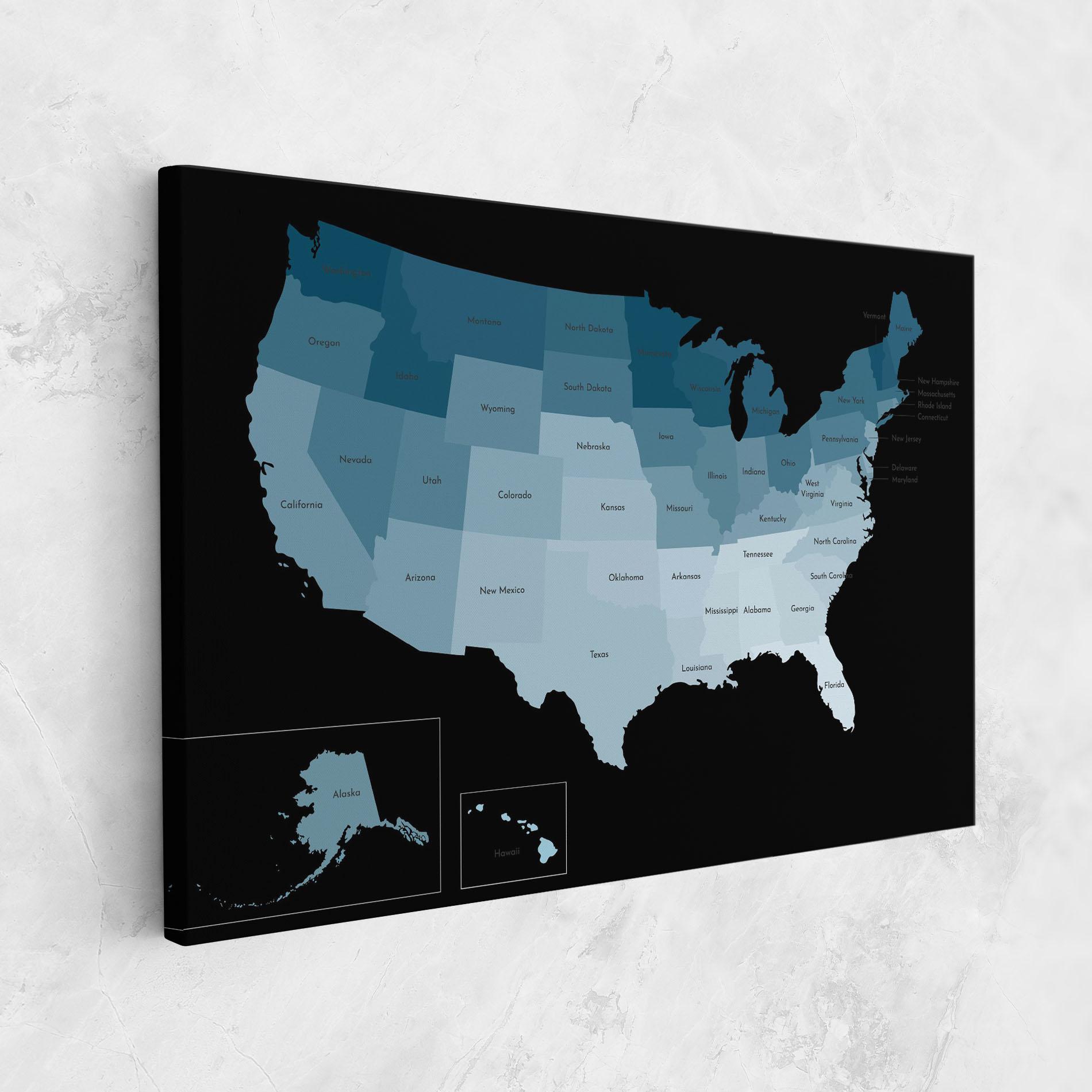 Vászonkép Sua Blue Map mockup 1