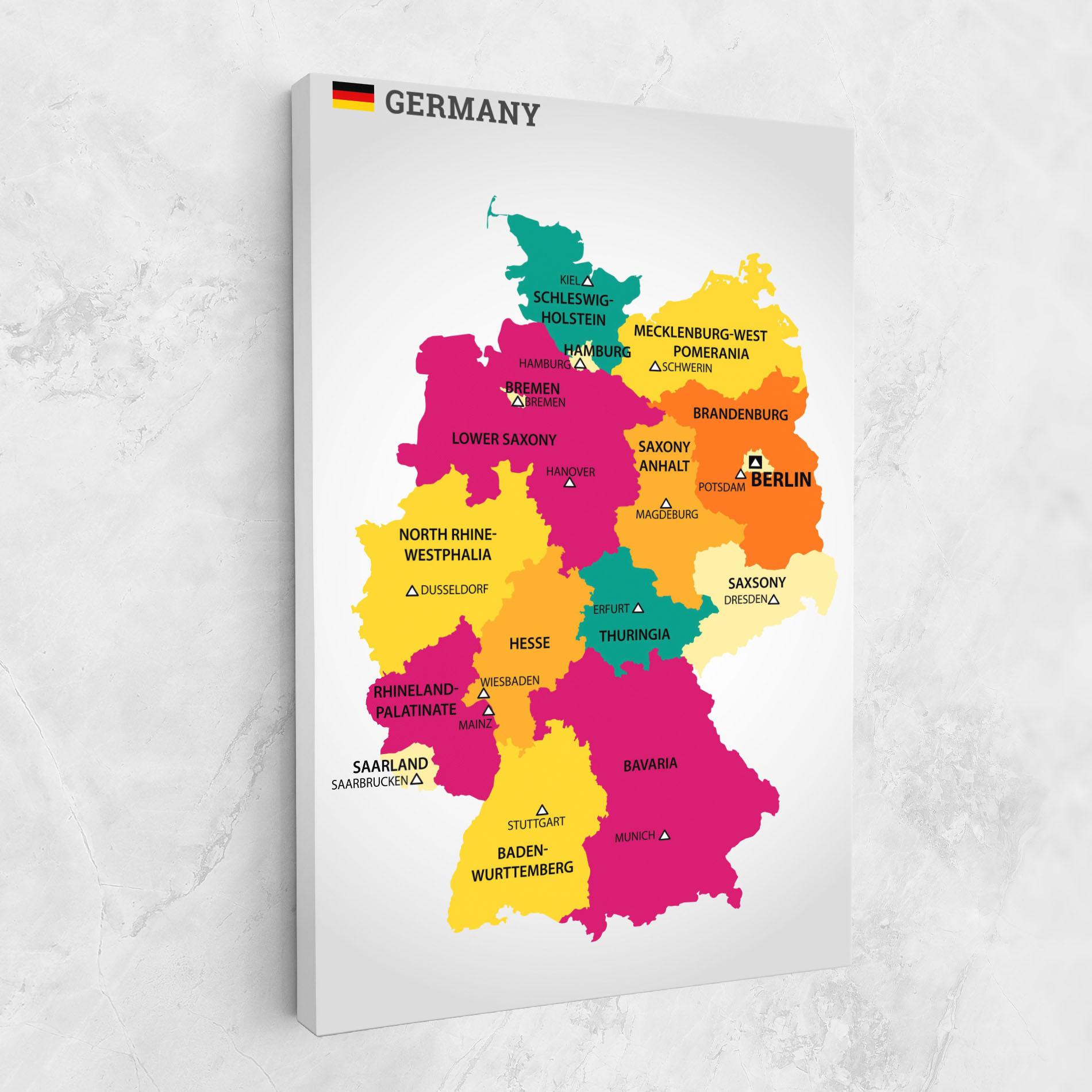 Vászonkép Germany Color Map mockup 1