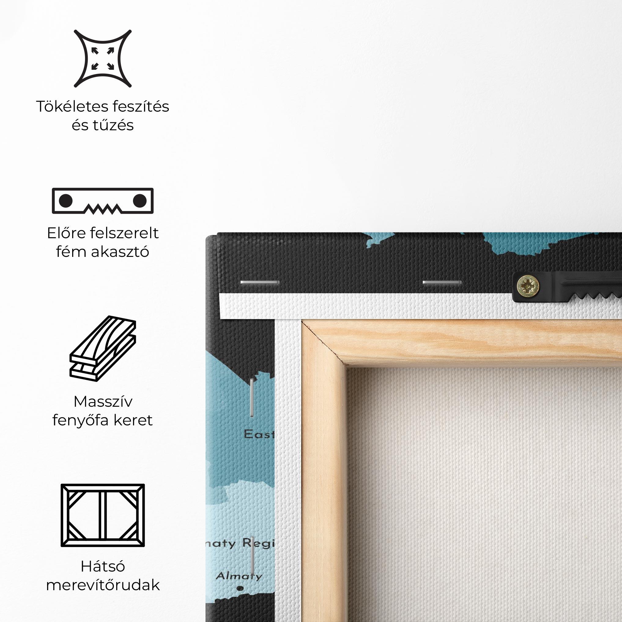 Vászonkép Kazahstan Blue Map mockup 5