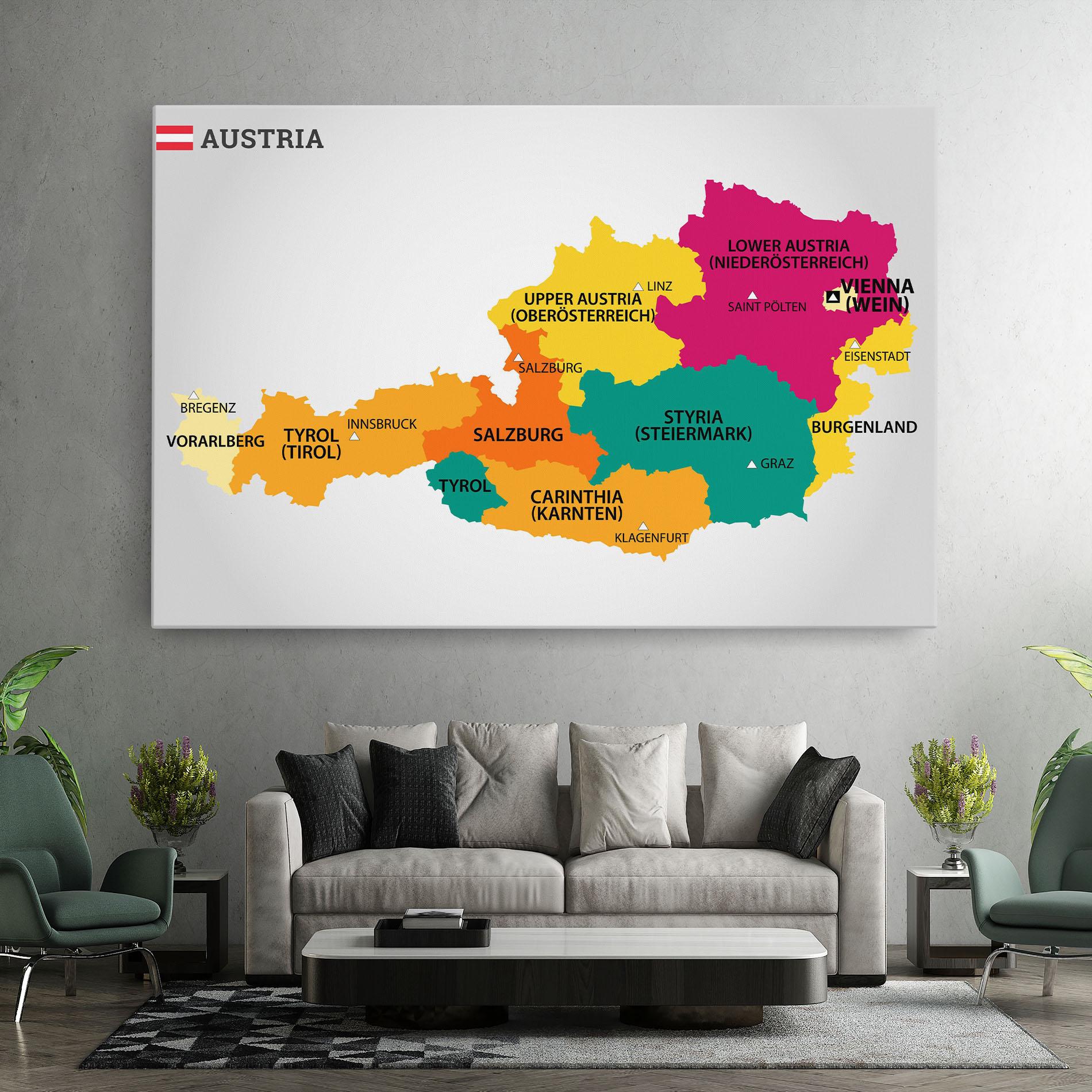 Vászonkép Austria Color Map mockup 7
