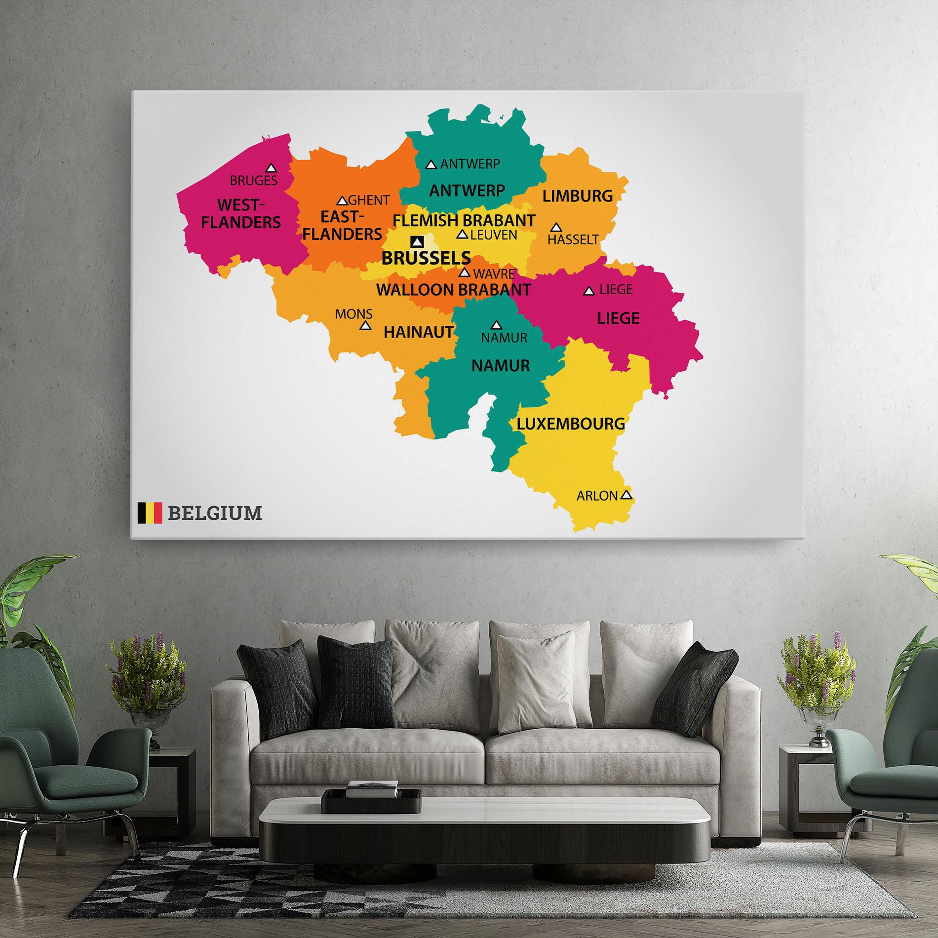 Vászonkép Belgium Color Map mockup 7